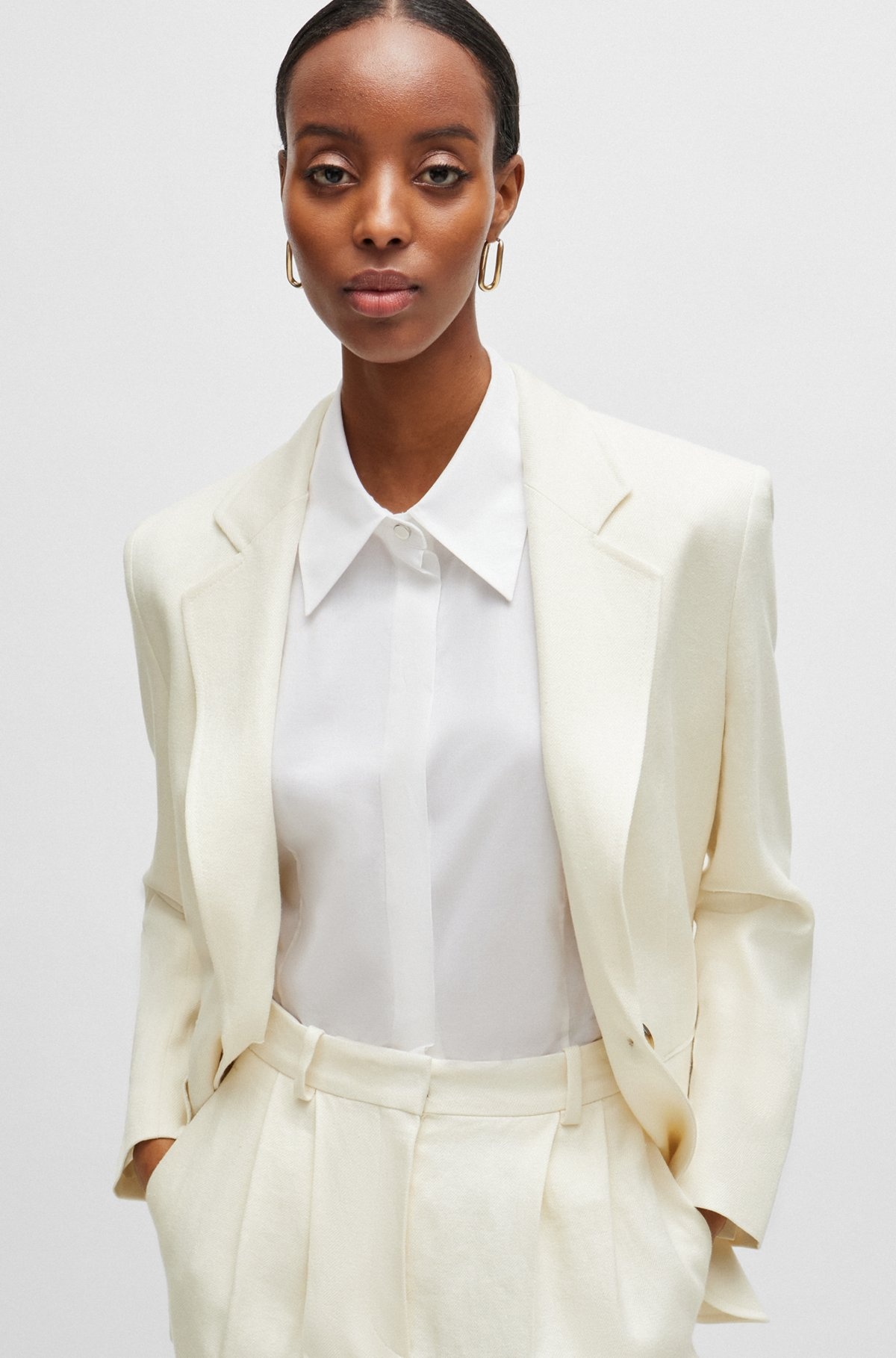 RELAXED-FIT JACKET IN LINEN-BLEND TWILL - 6