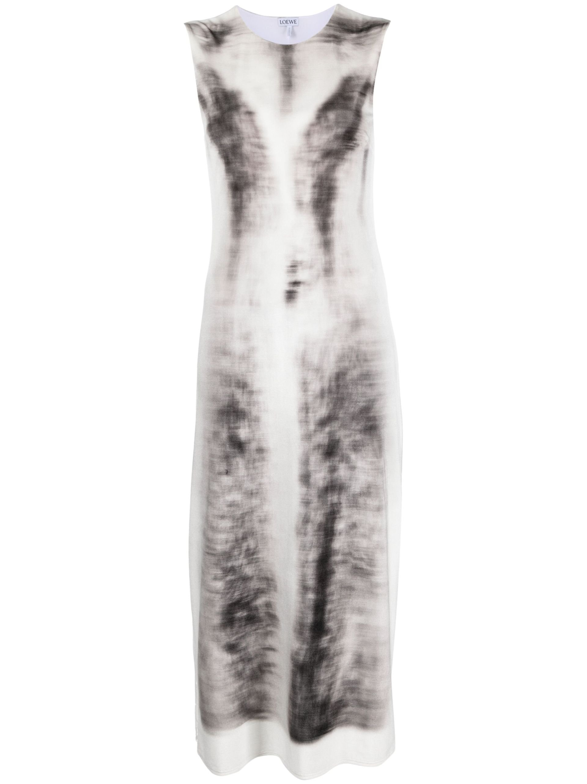 Grey Trompe L'oeil-Print Velvet Dress - 1