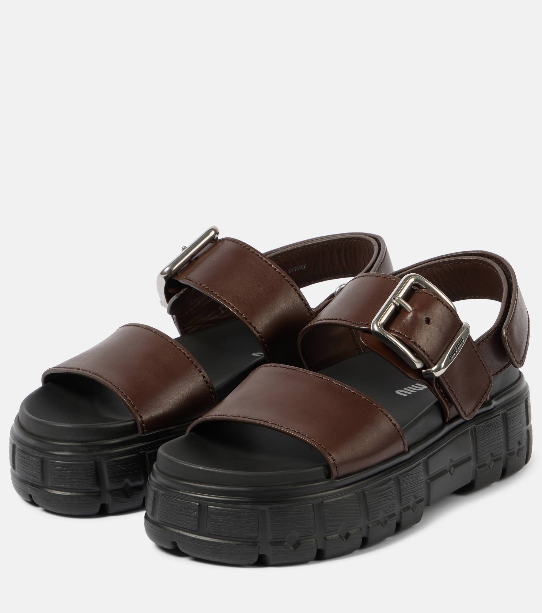 50 leather platform sandals - 5