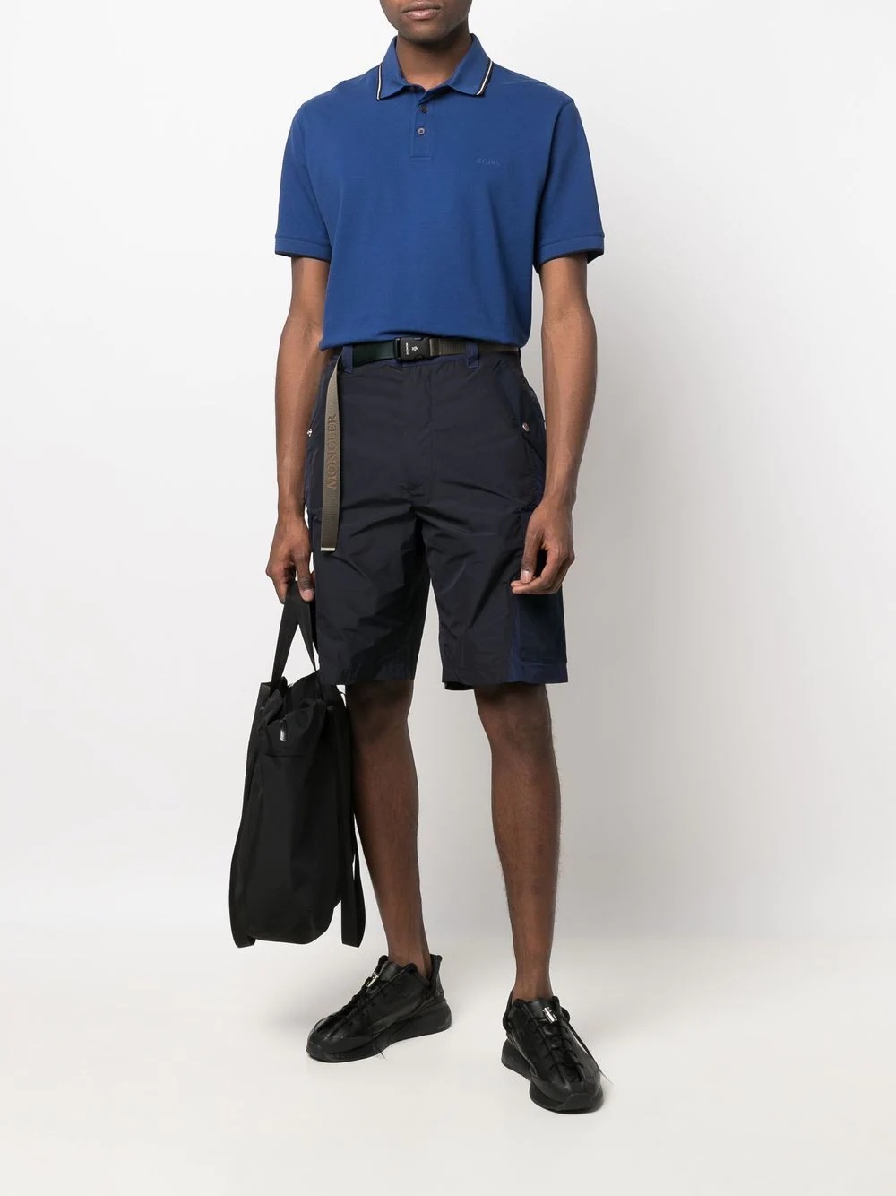 logo-belt cargo shorts - 2