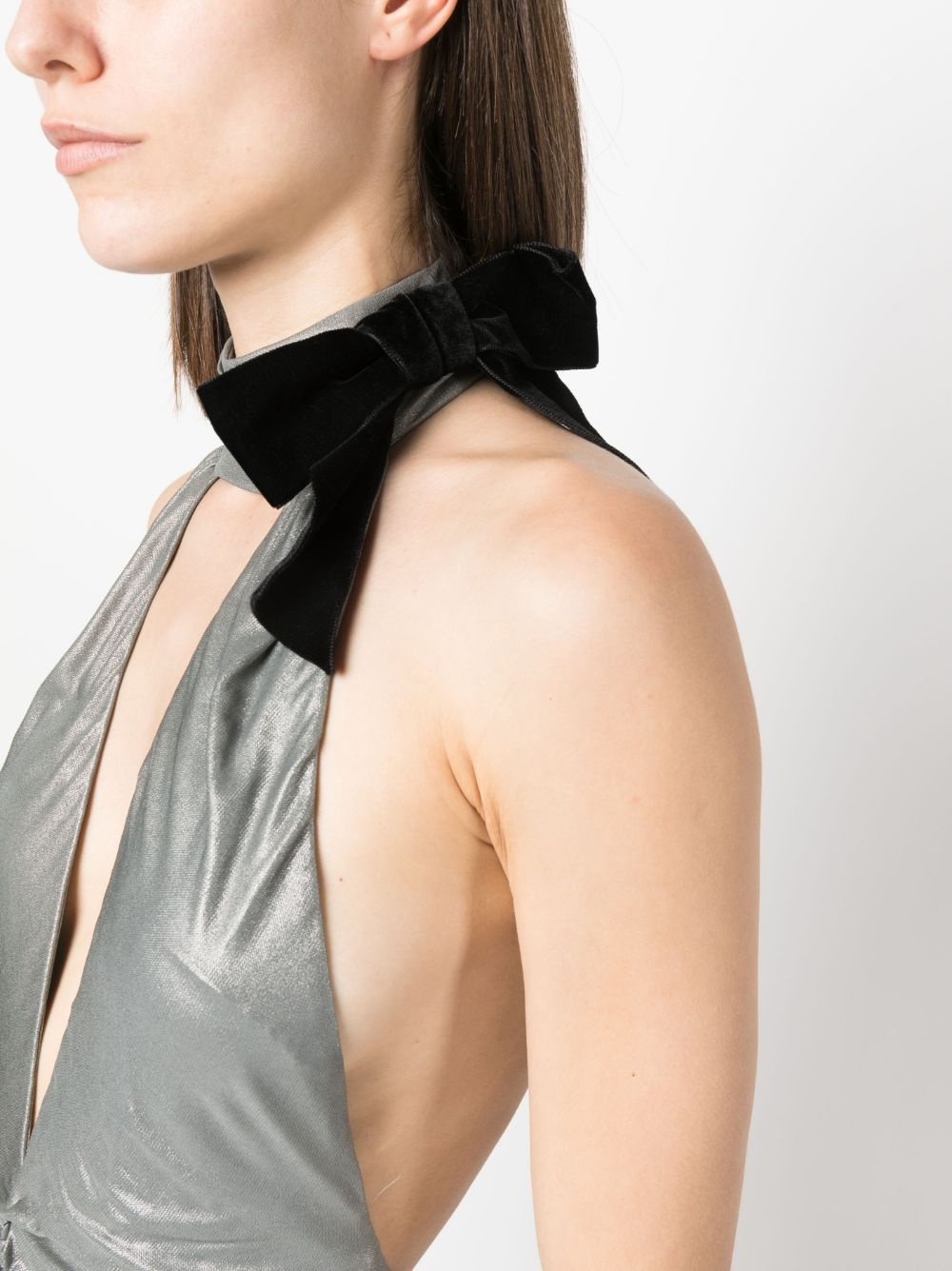 halterneck open-back evening dress - 5
