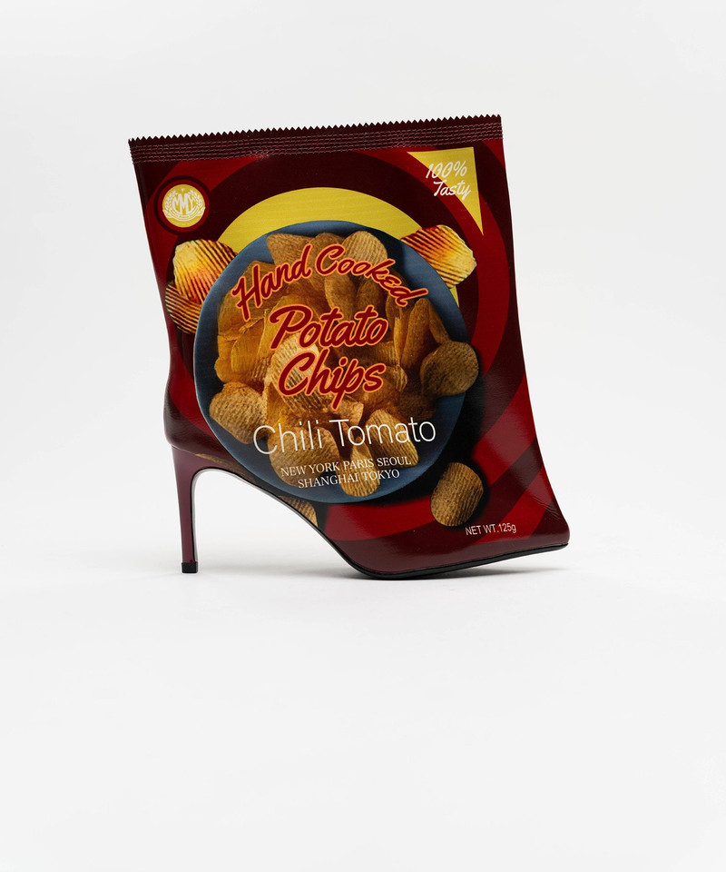Potato Chips Package Detail Pin Heel Boots 4
