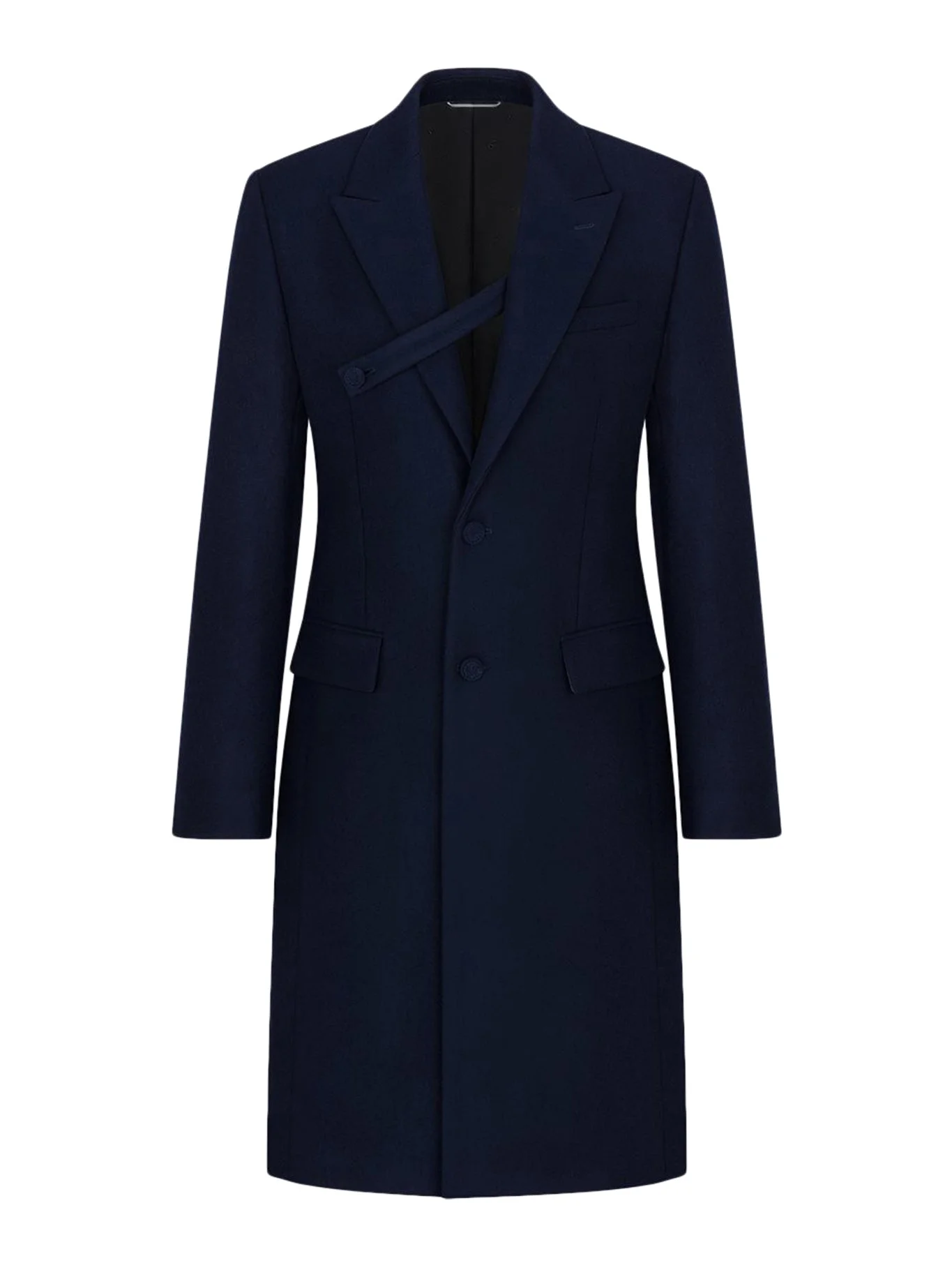 LONG COAT WITH BUTTONED BAND IN VIRGIN WOOL - 1