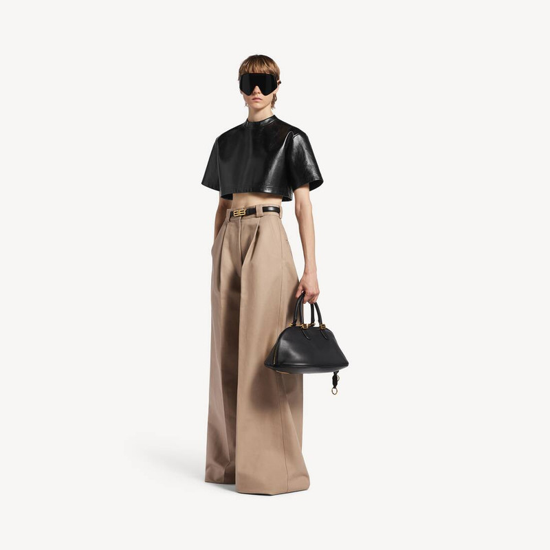 BALENCIAGA Women's Cropped T-shirt in Black outlook