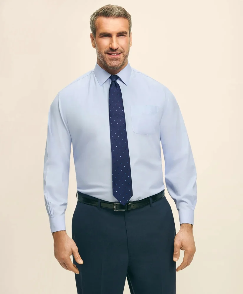 Big & Tall Stretch Dress Shirt, Non-Iron Pinpoint Spread Collar - 1