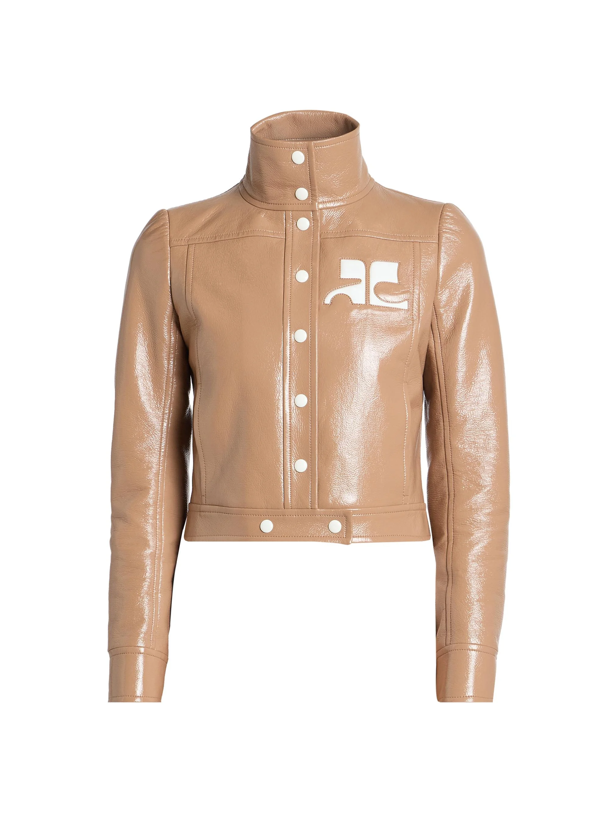 Women's Reedition Logo Vinyl Crop Jacket - Bronze - 1