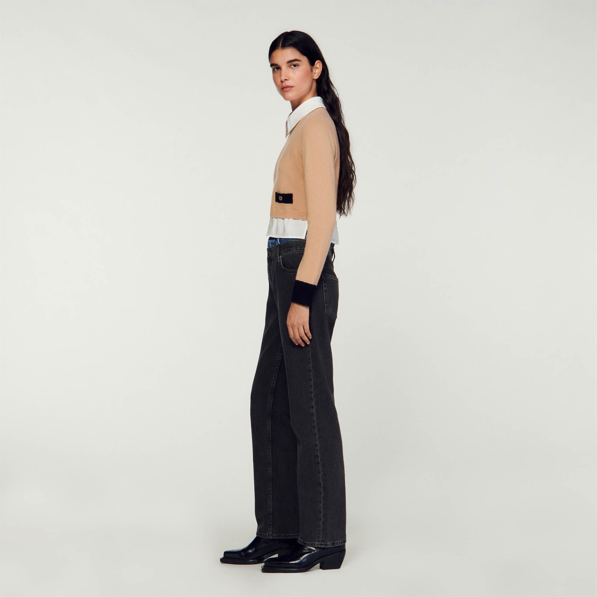 CROPPED WOOL AND CASHMERE SWEATER - 7