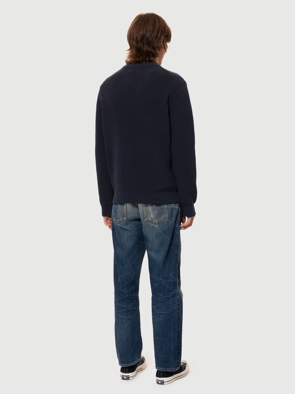 August Rib Cotton Sweater Navy - 4