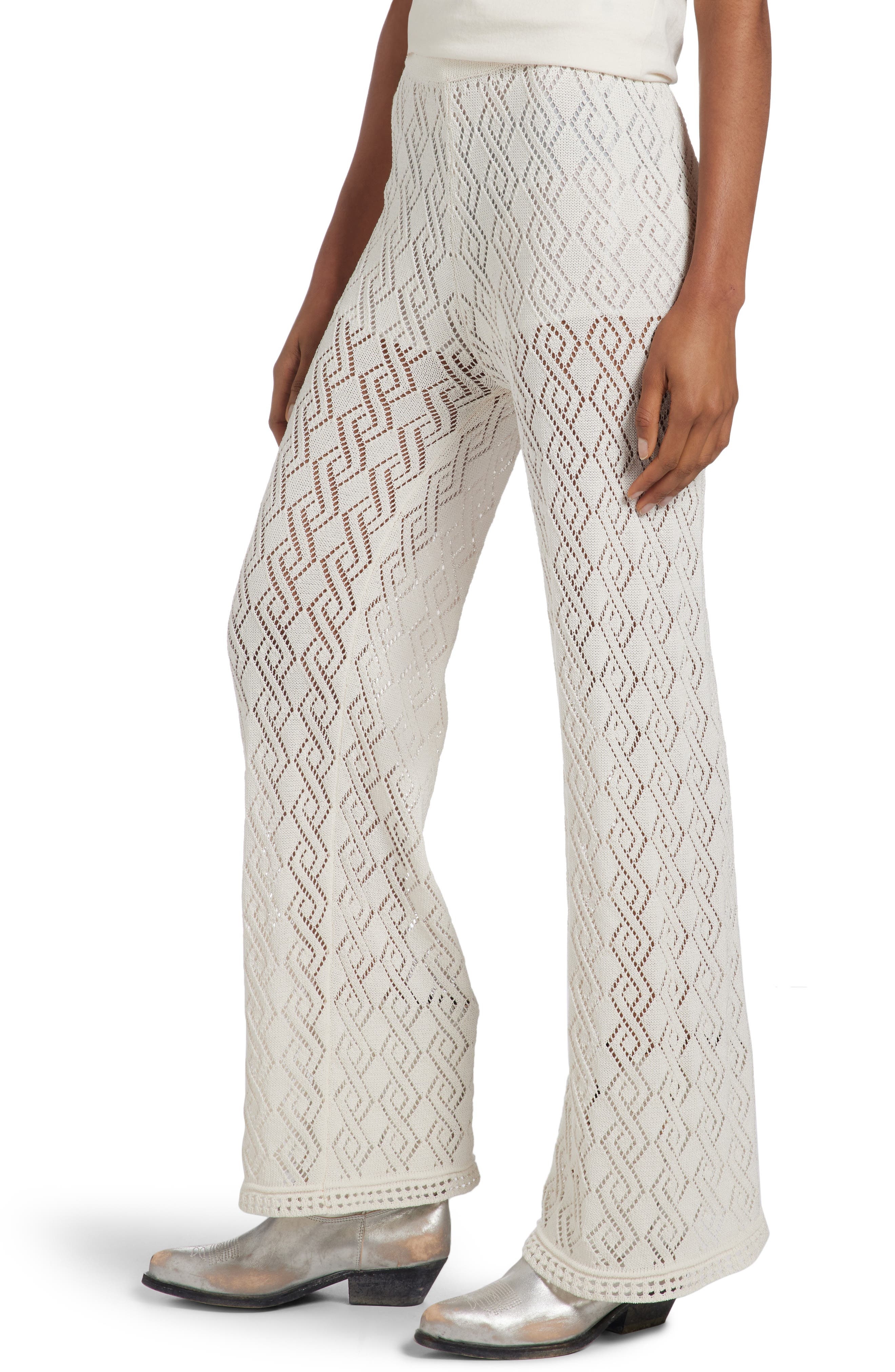 Open Stitch Wide Leg Pants - 5
