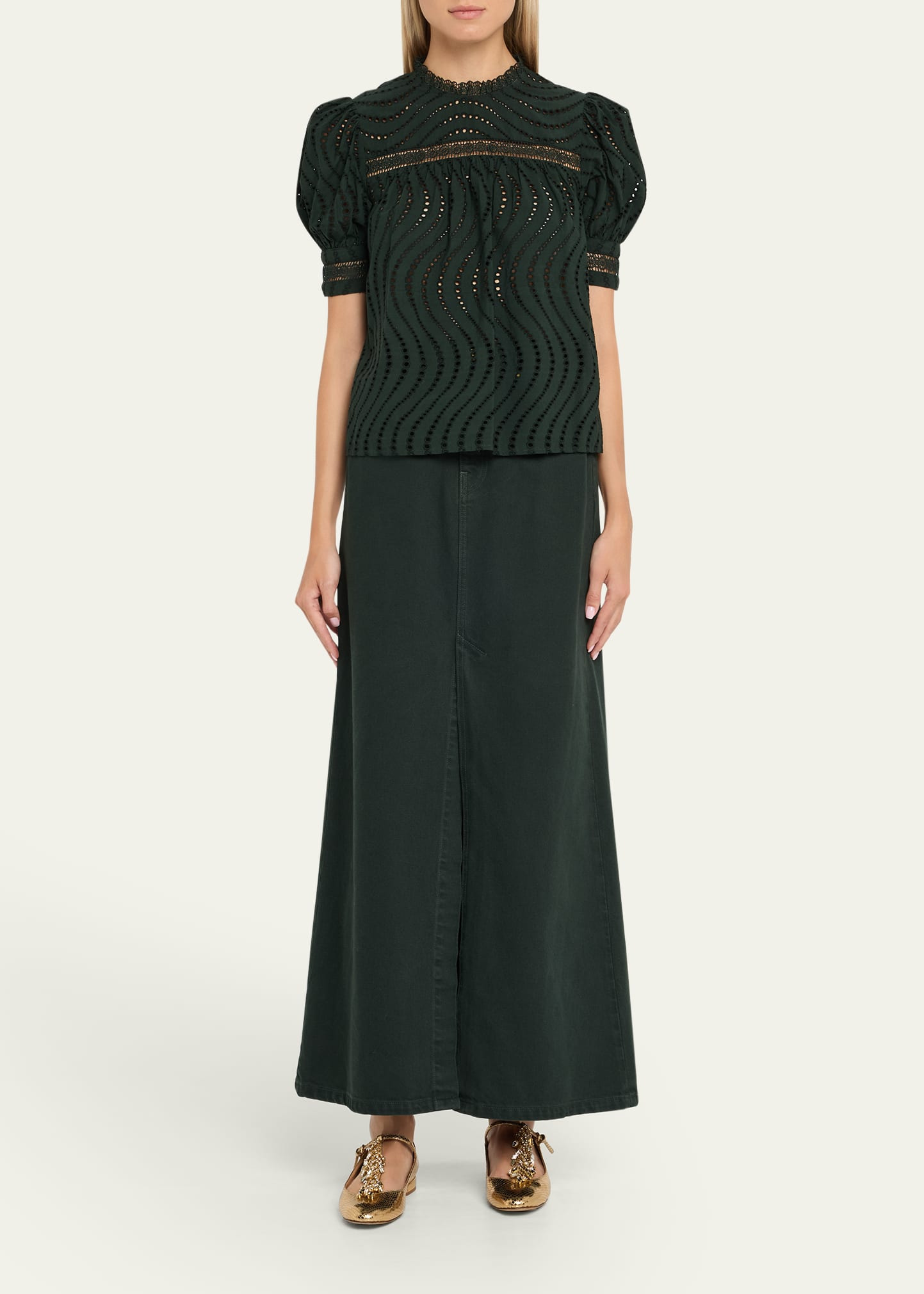 Virginia Lace Eyelet Short-Sleeve Blouse - 2