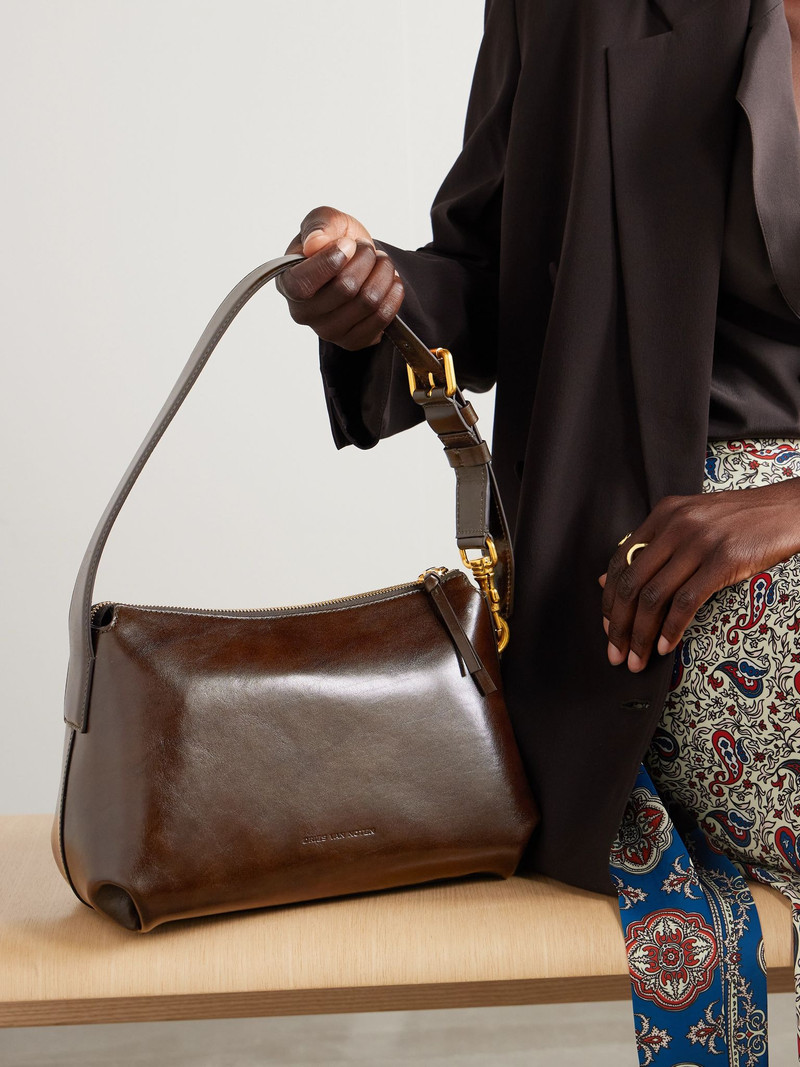 Dries Van Noten Small leather shoulder bag Dark gray outlook