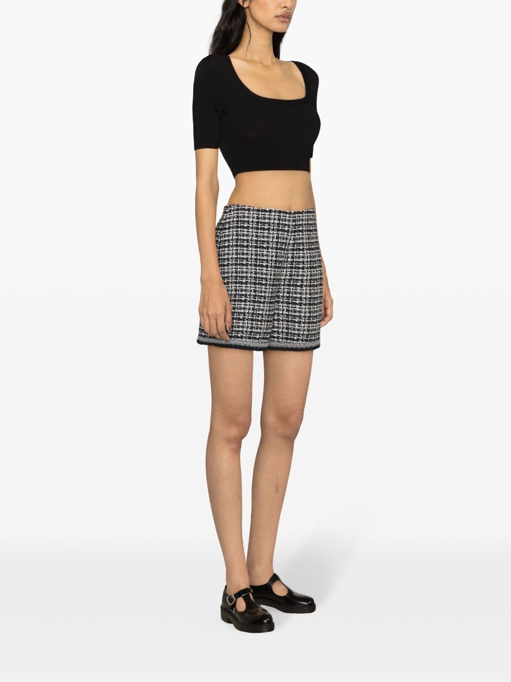 high-waist tweed shorts - 3