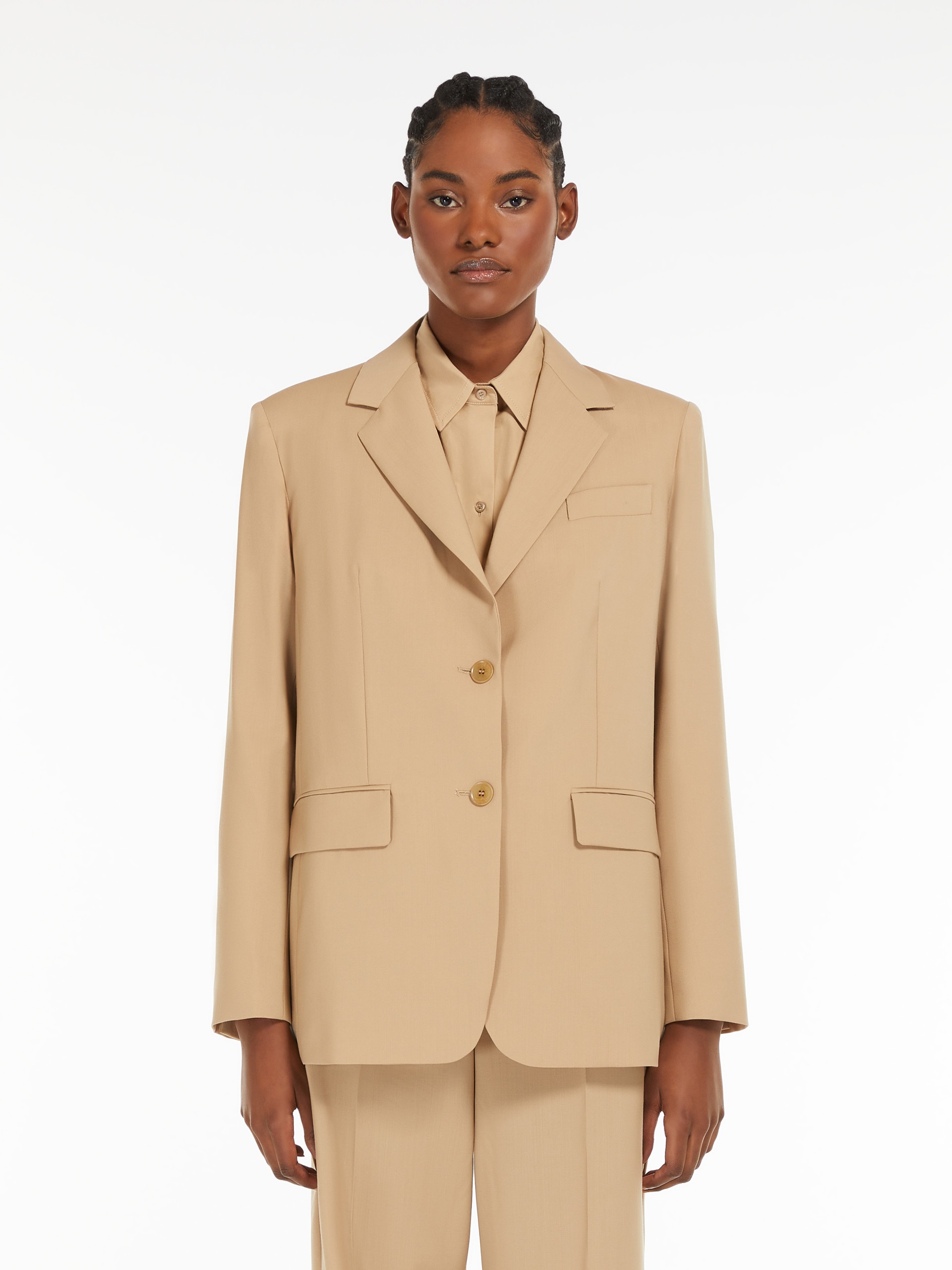 MATERIA Single-breasted wool-blend canvas blazer - 3