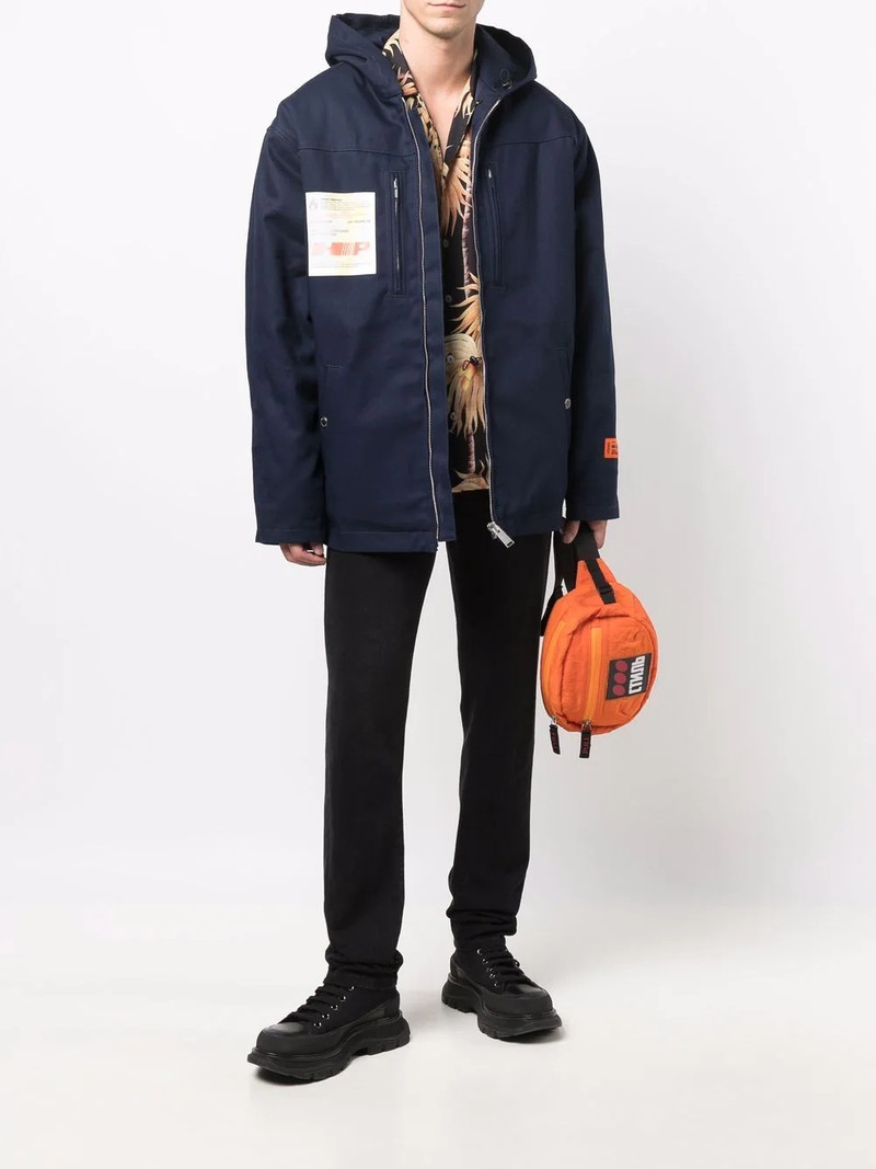 Heron Preston patch-detail hooded jacket outlook
