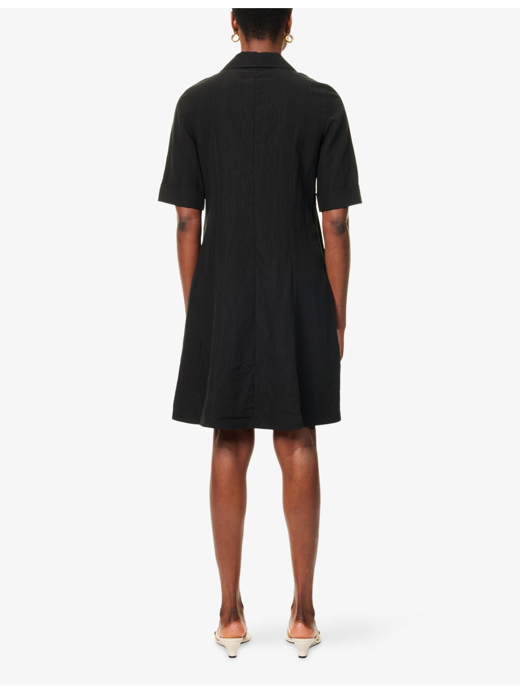 V-Neck Short-Sleeves Woven Midi Dress - 4