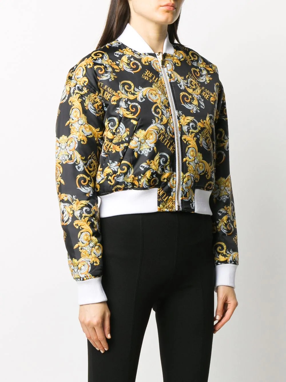 baroque-print reversible bomber jacket  - 3