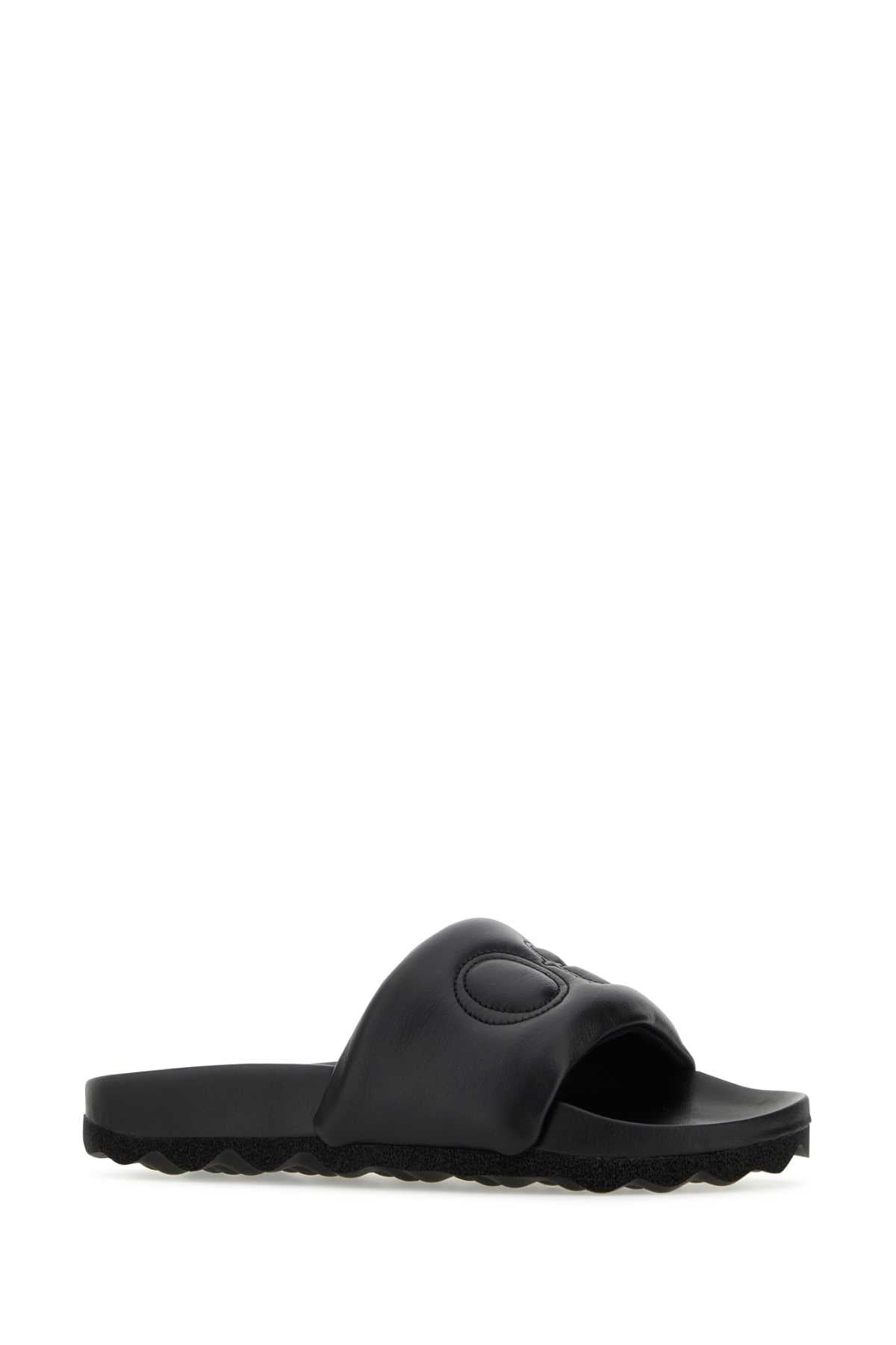 Off White Women Black Leather Bookish Slippers - 2