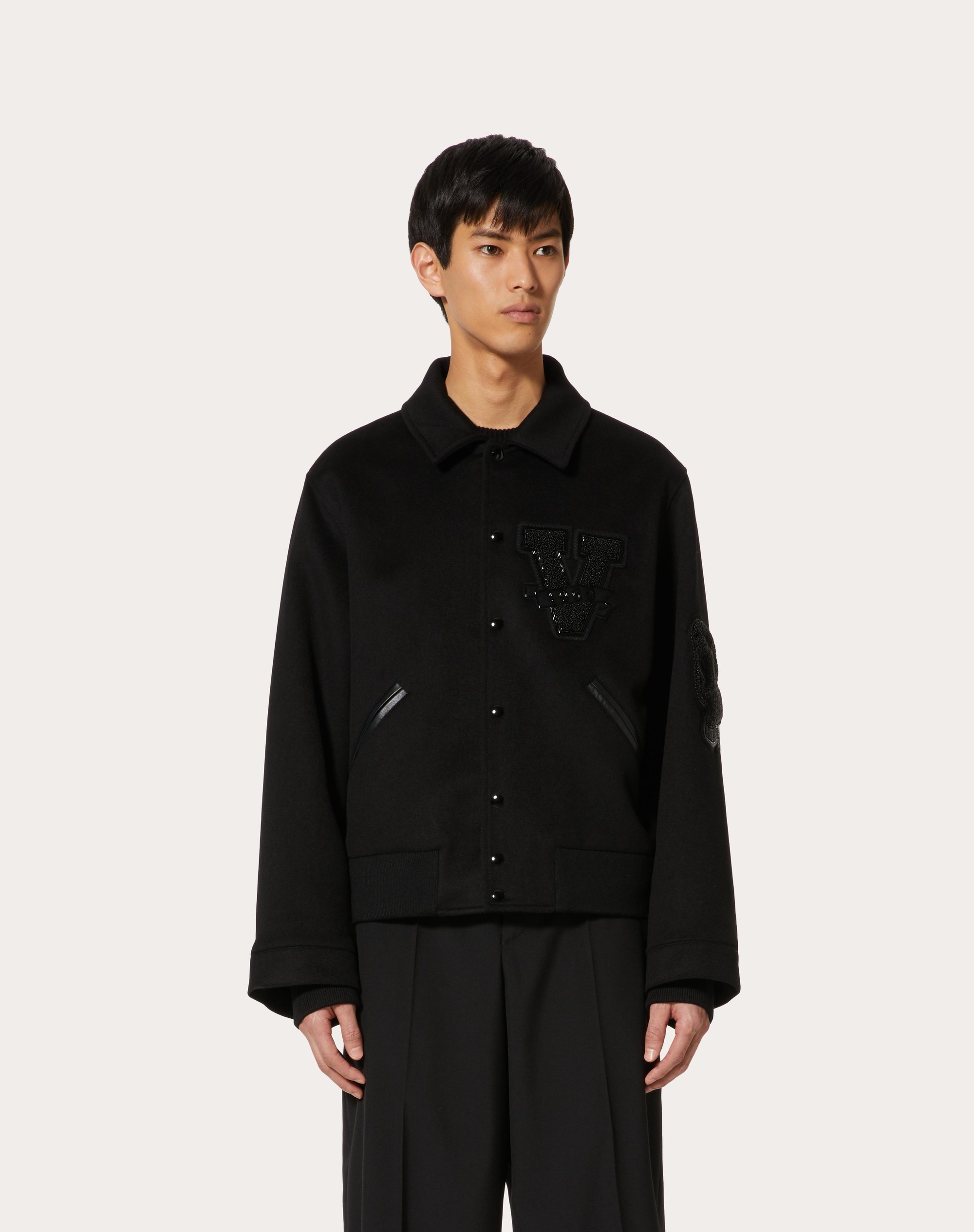 DOUBLE WOOL SPORTS JACKET WITH EMBROIDERED V CREW PATCHES - 3