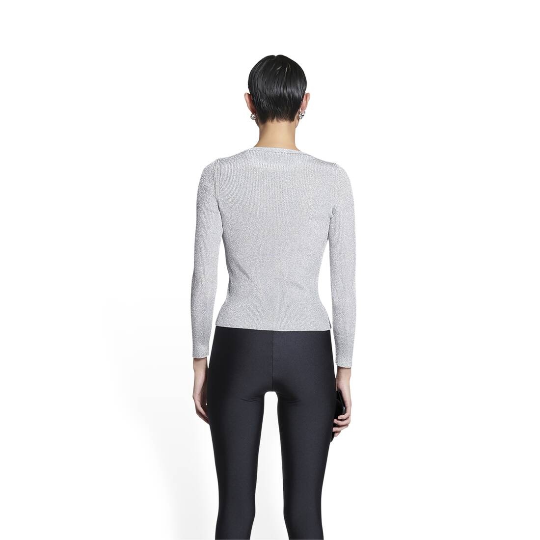 Women's Lurex Sweater in Silver - 4