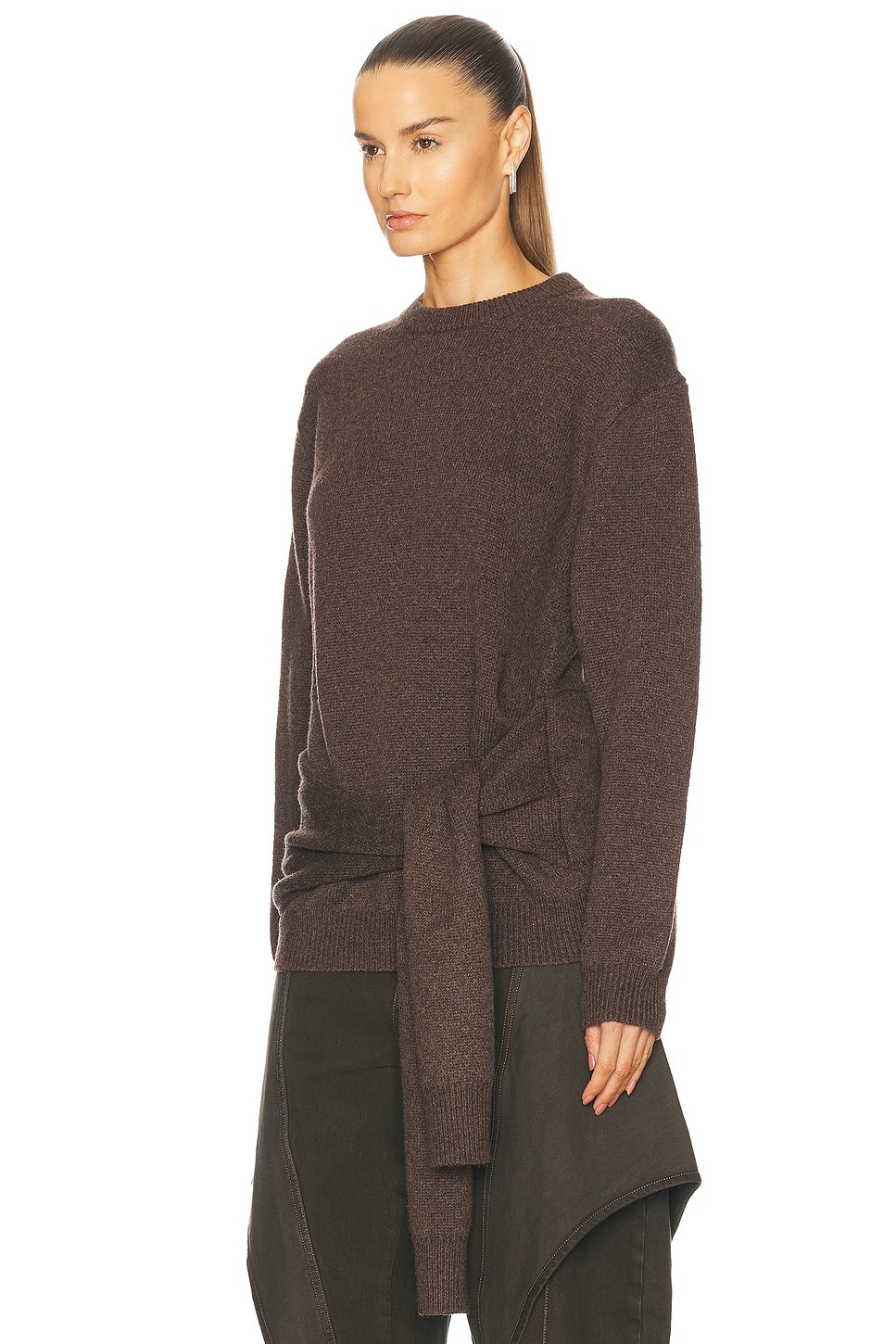 Draped Tie Front Sweater - 3