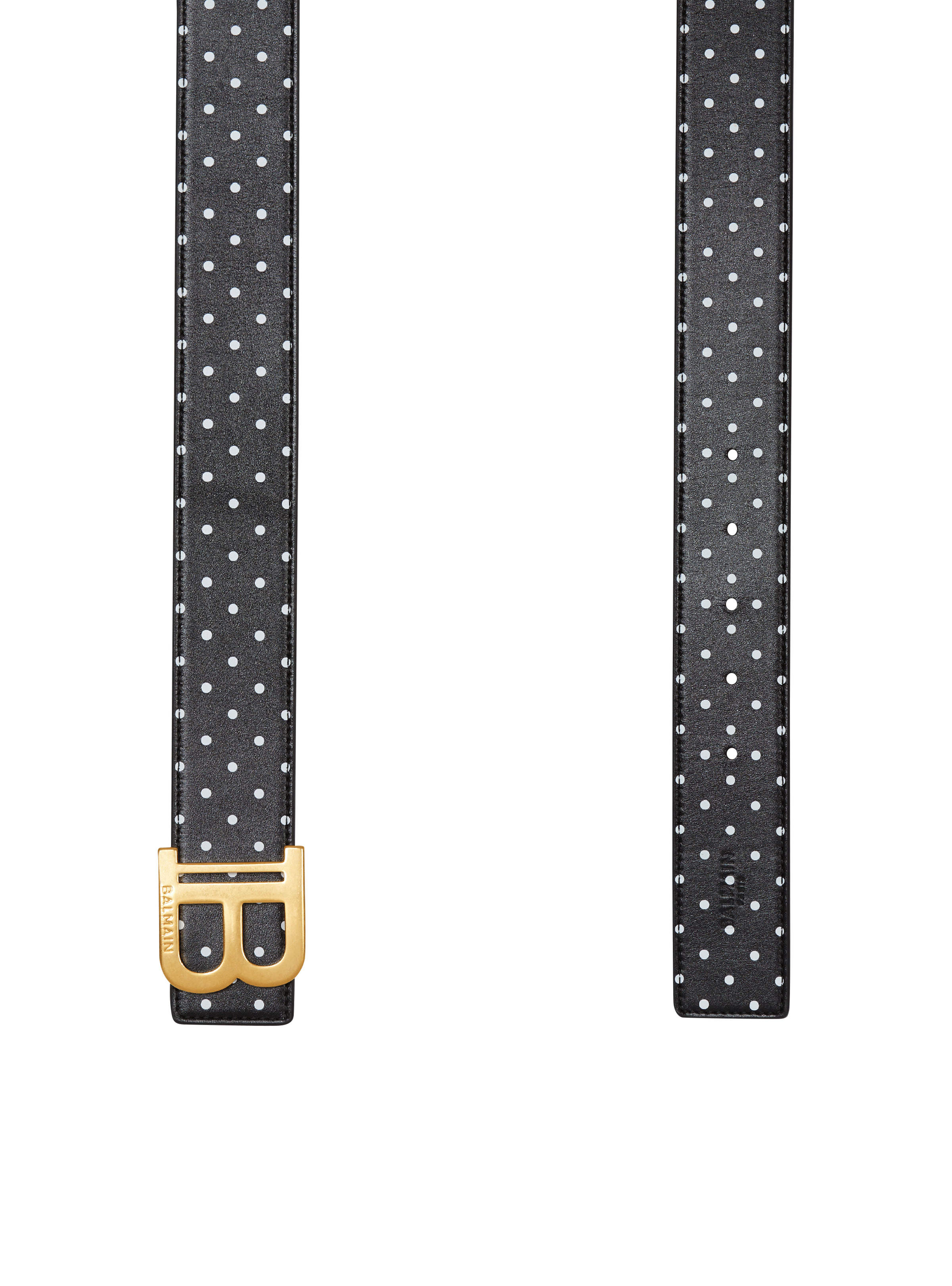 Reversible calfskin B-Belt with a Polka Dots print - 4
