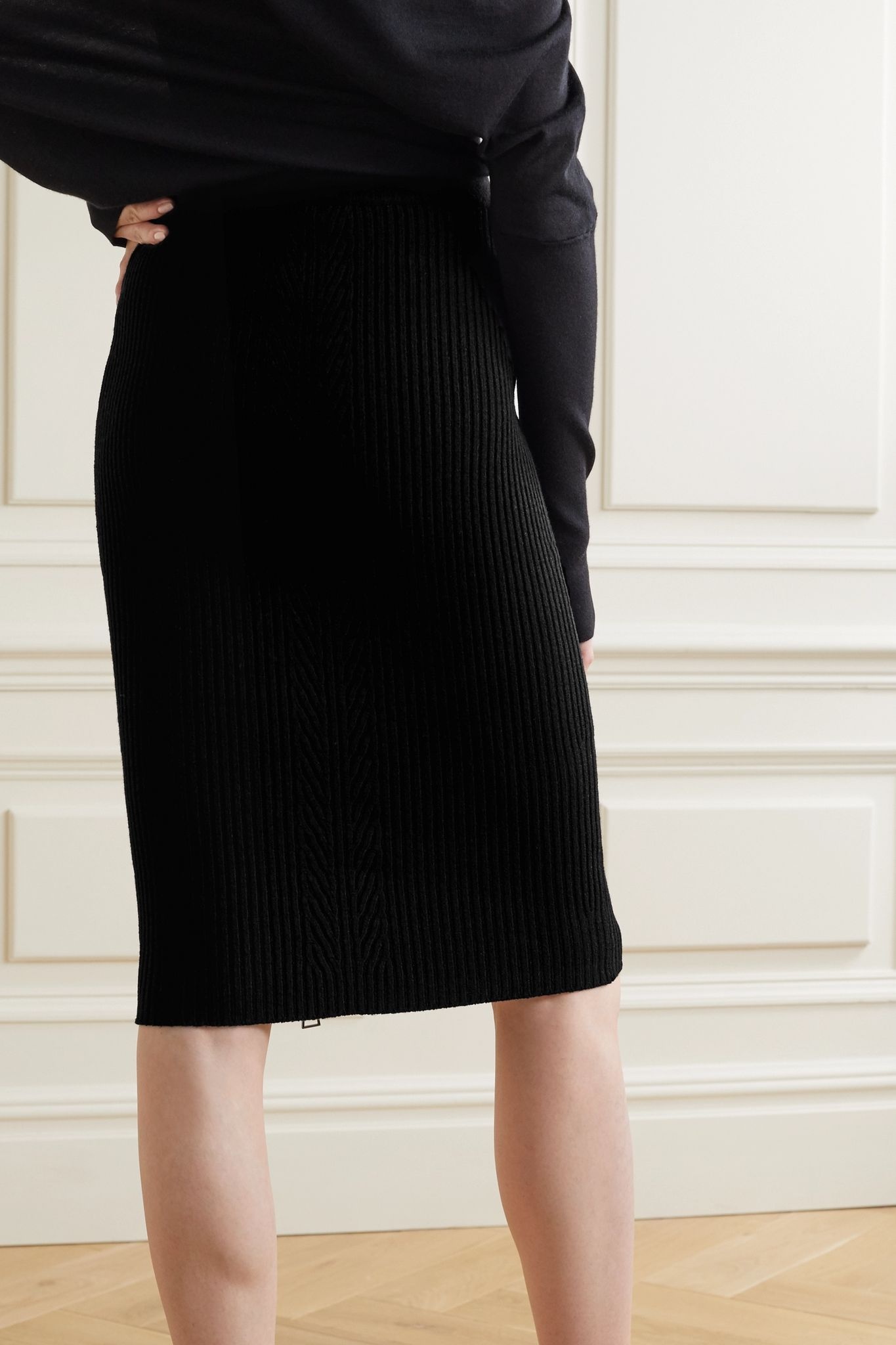 Ribbed wool-blend midi skirt - 3