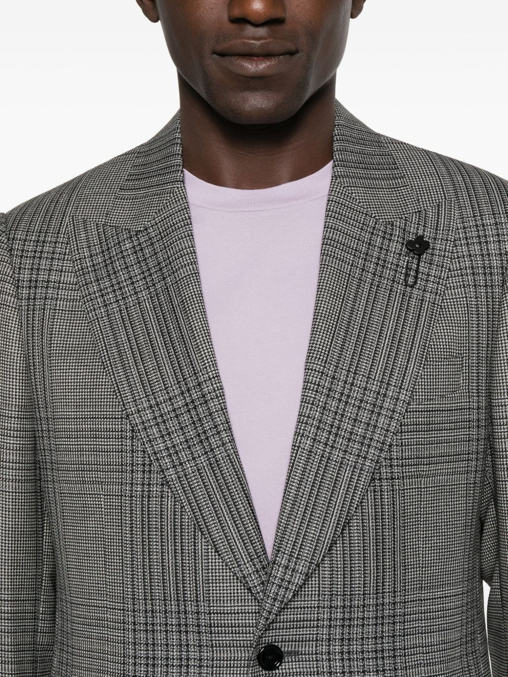 checked single-breasted blazer - 5