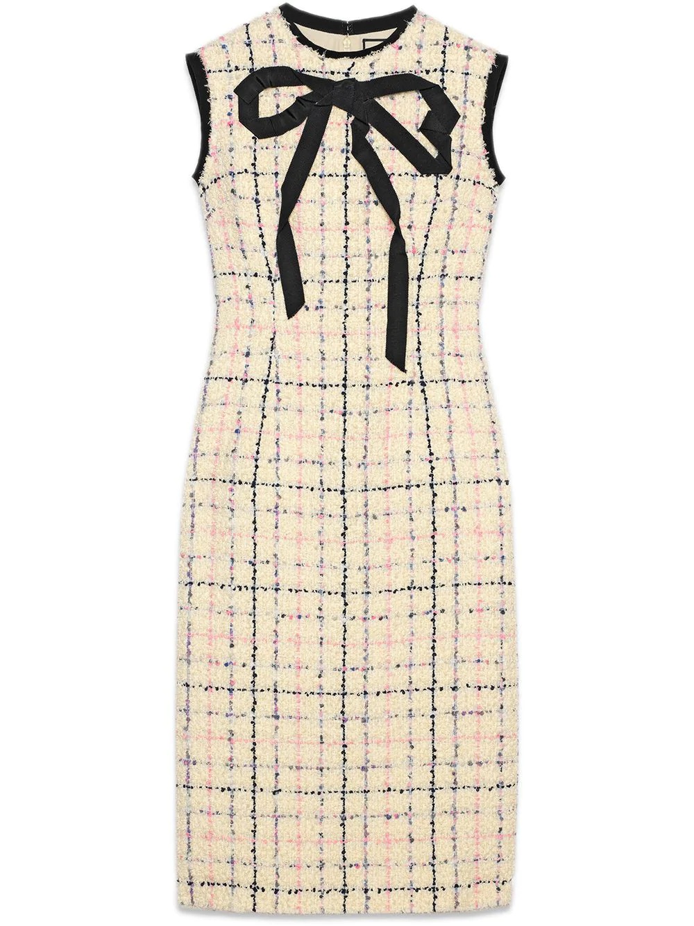 Tweed sheath dress with bow - 6