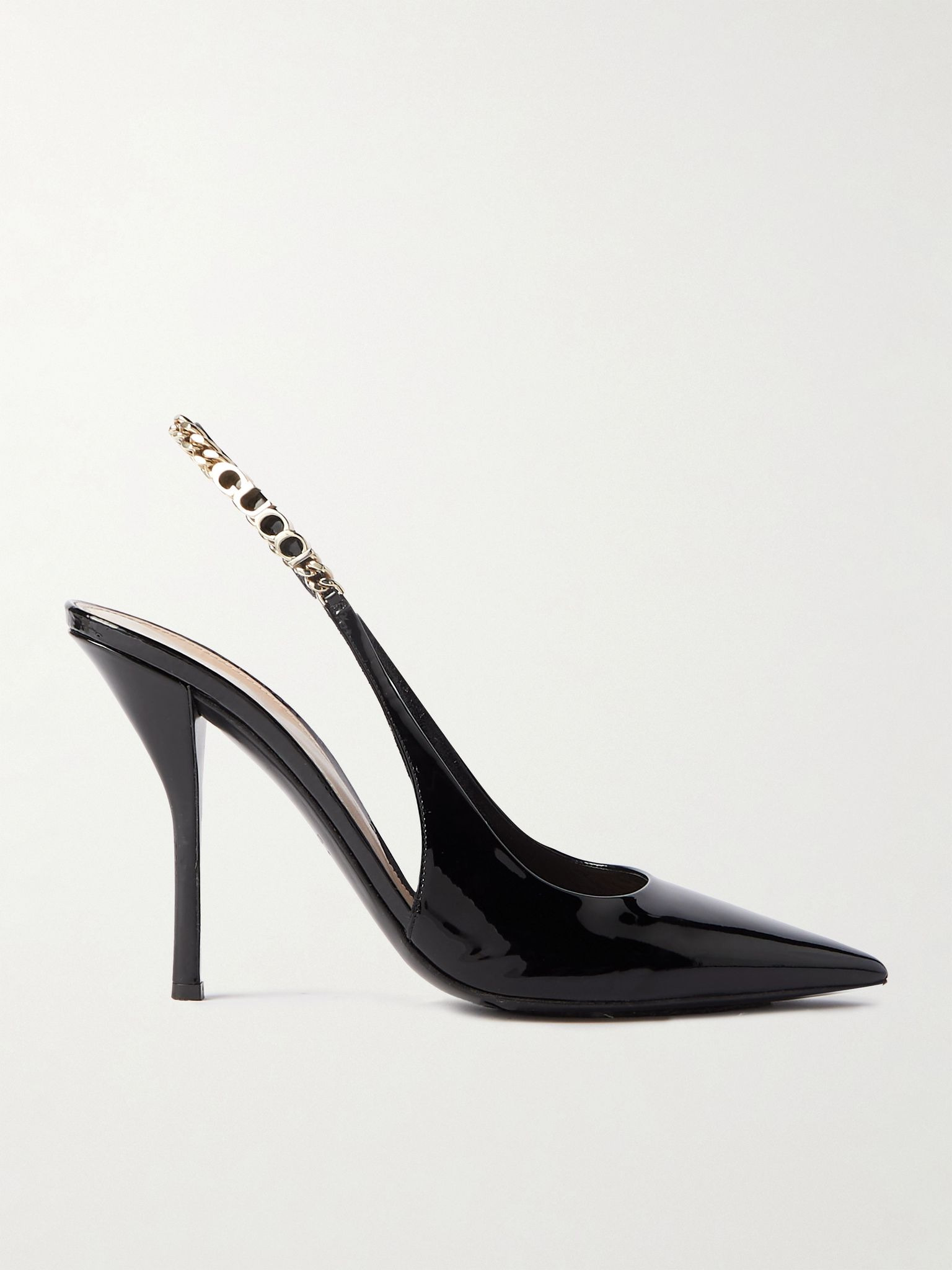Signoria embellished patent-leather slingback pumps Black - 1