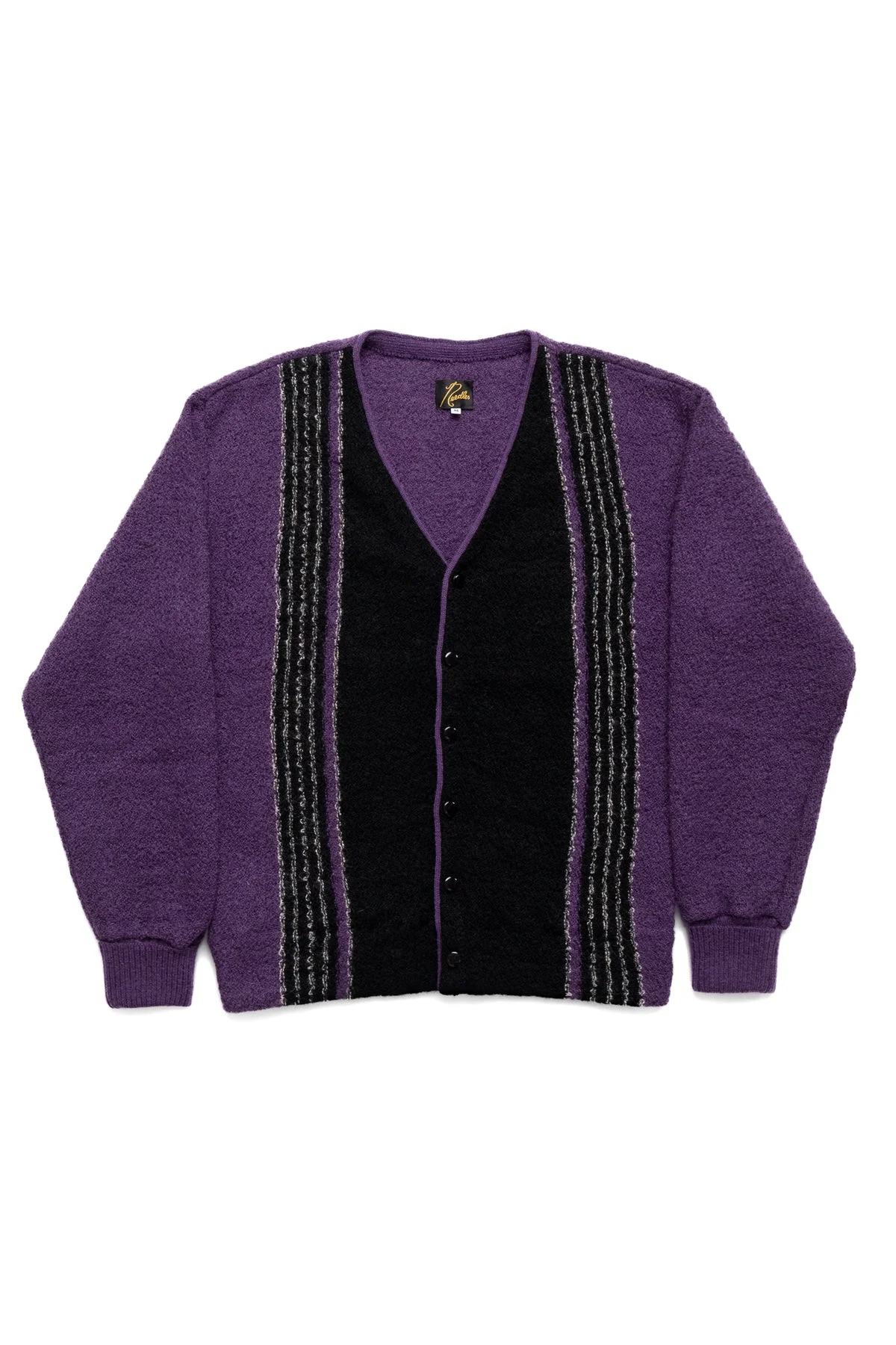 Knit Cardigan Crepe Weave Stripe - Purple - 1