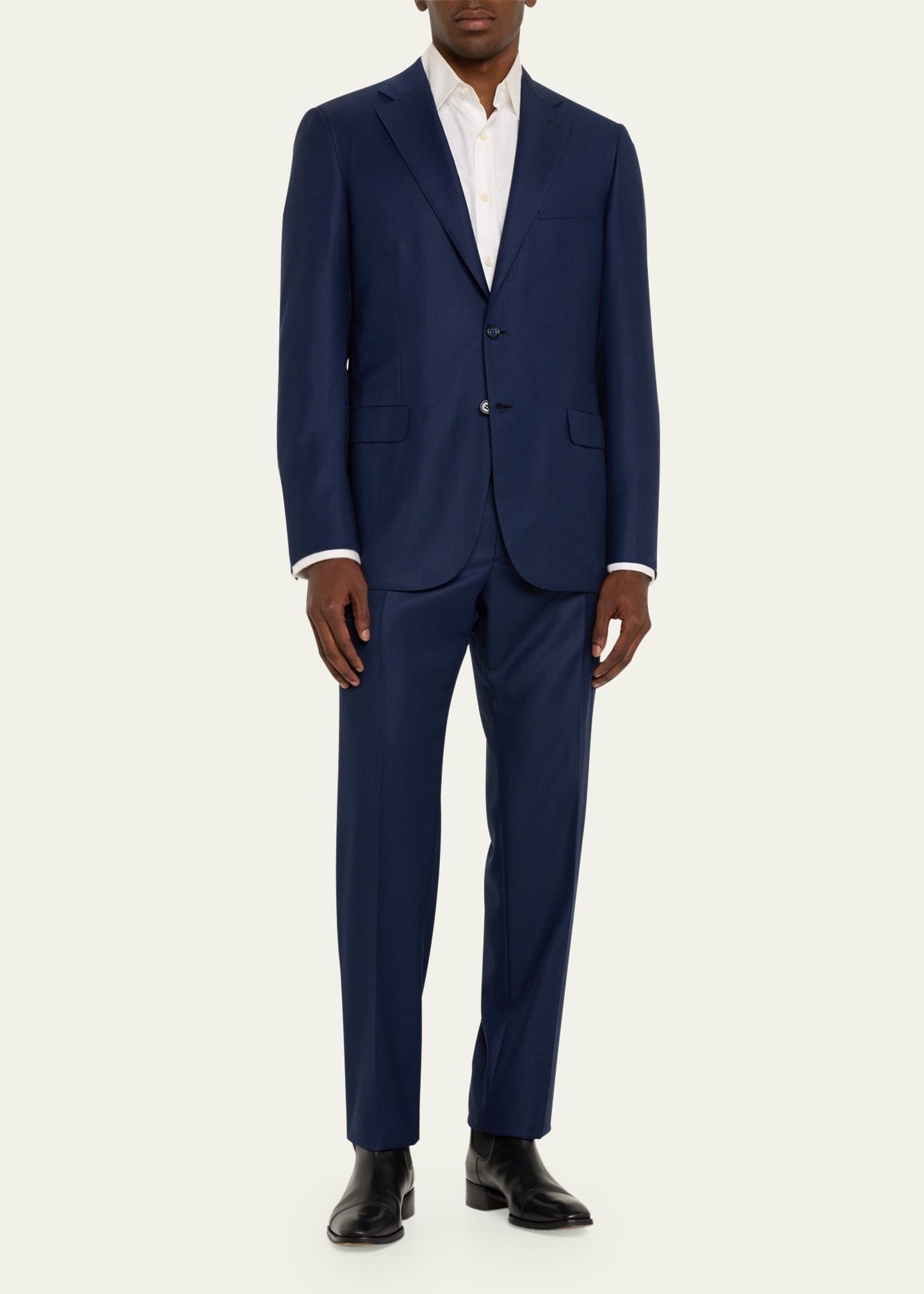 Men's Textured Solid Two-Piece Suit, Bright Navy - 2