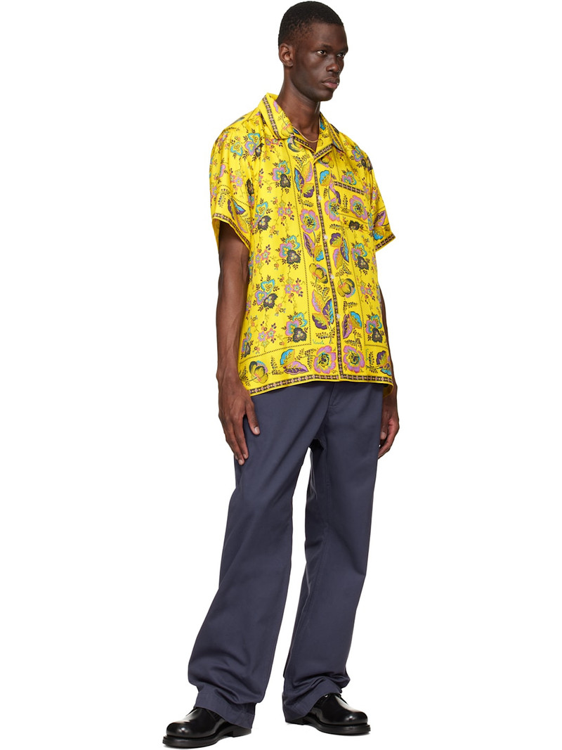 vowels Yellow Short Sleeve Silk Scarf Shirt outlook