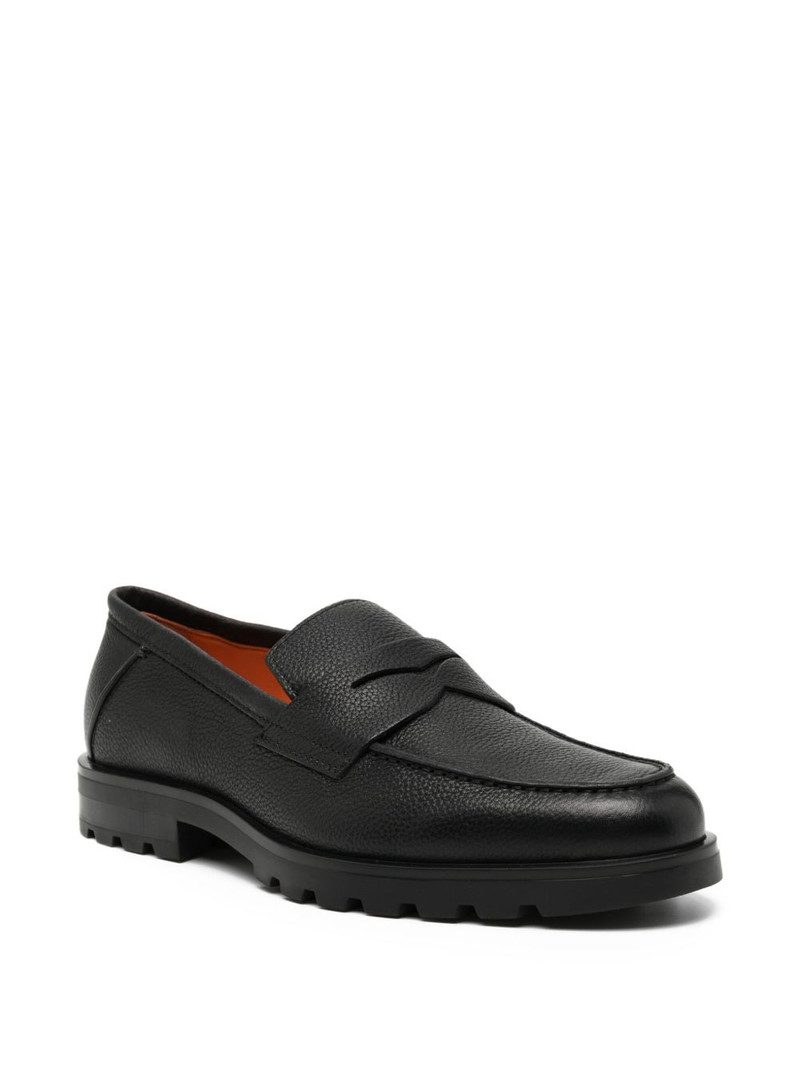 Santoni leather penny loafers outlook