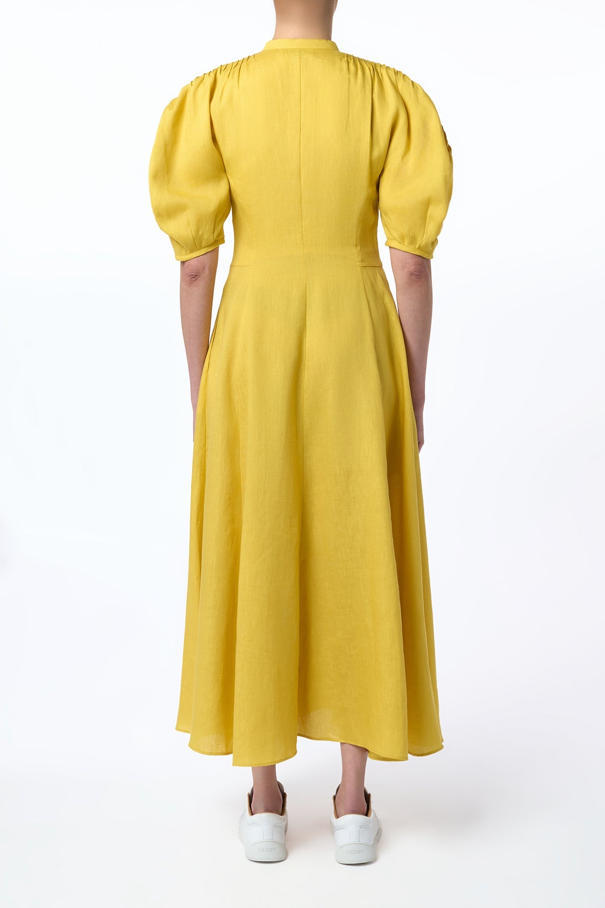 Arabella Shirtdress in Goldenrod Aloe Linen - 5