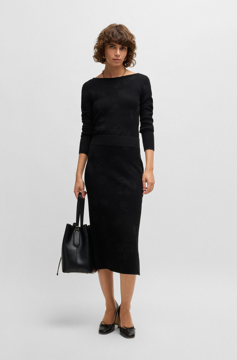 BOSS WIDE-NECK SWEATER IN STRETCH JACQUARD outlook