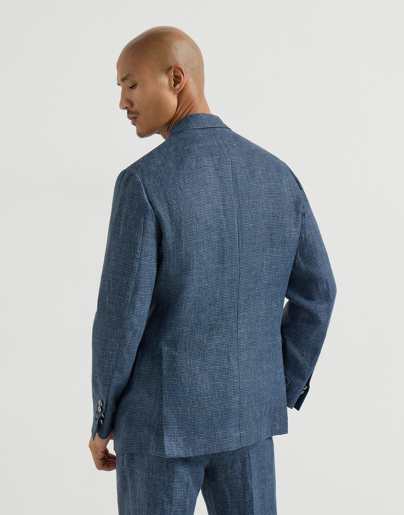 Linen houndstooth deconstructed Cavallo blazer with metal buttons 3