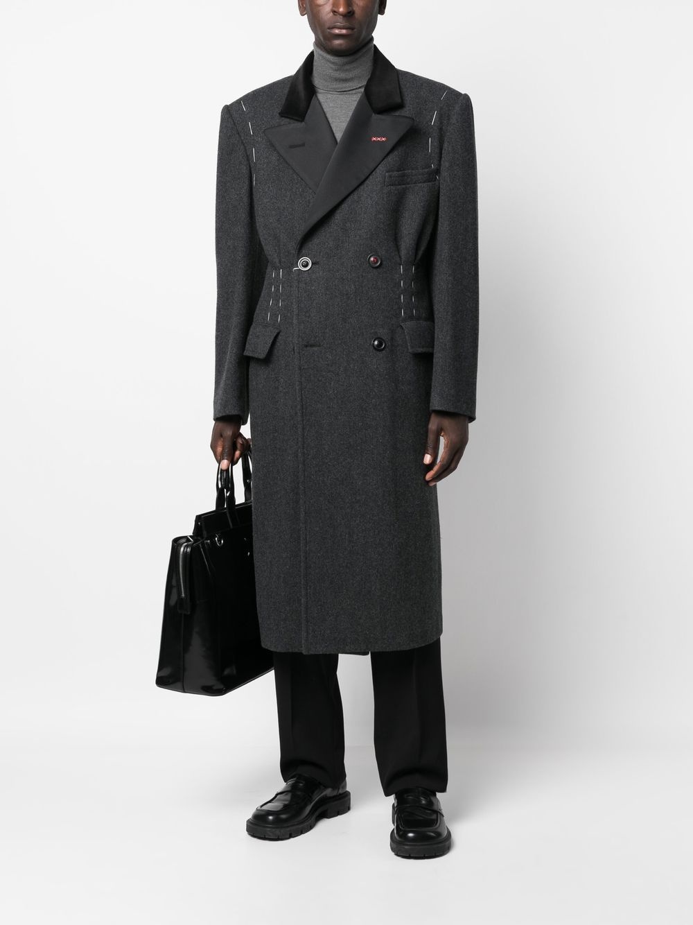 double-breasted wool coat - 2