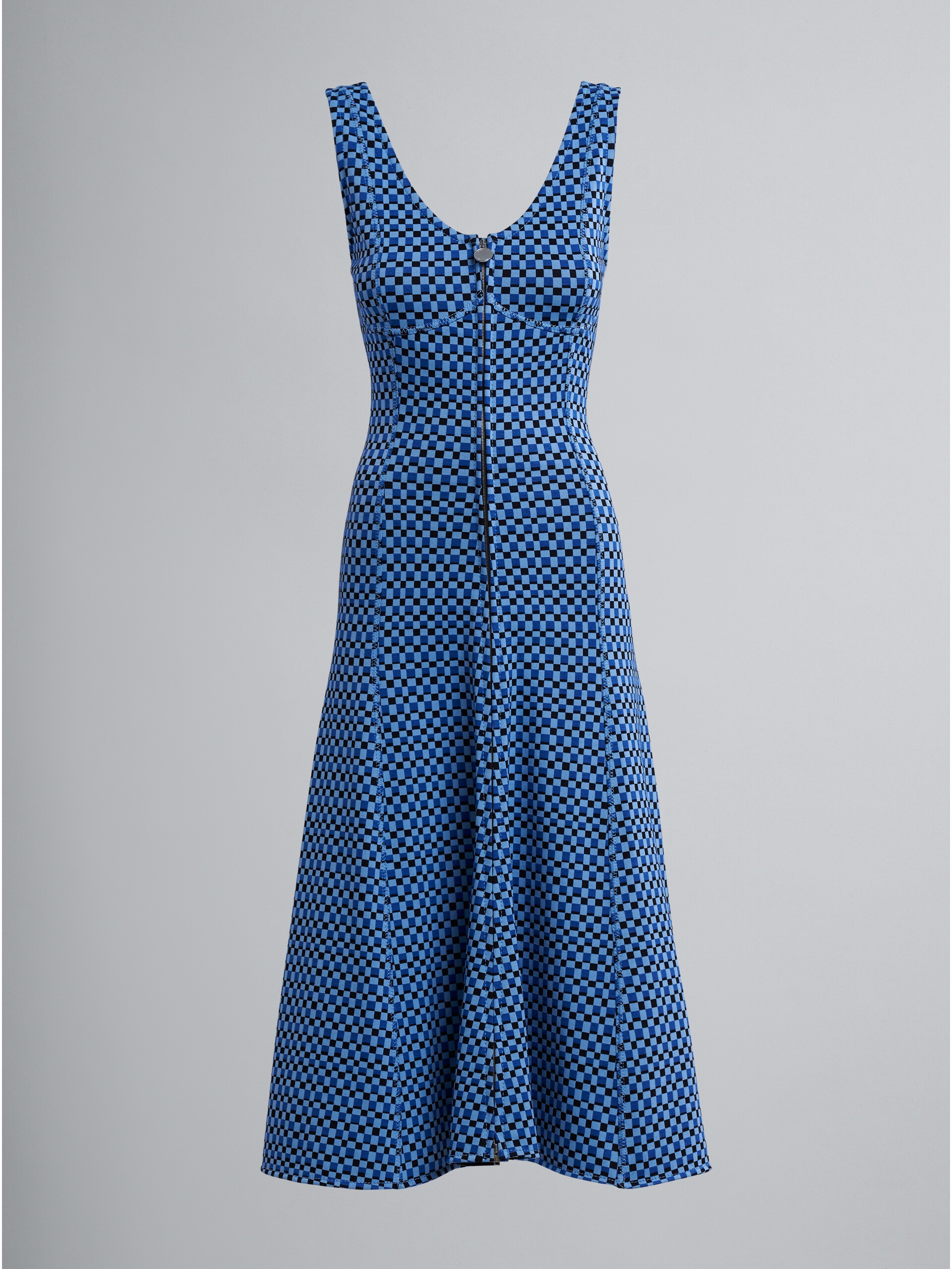 CHECK JACQUARD JERSEY DRESS - 1