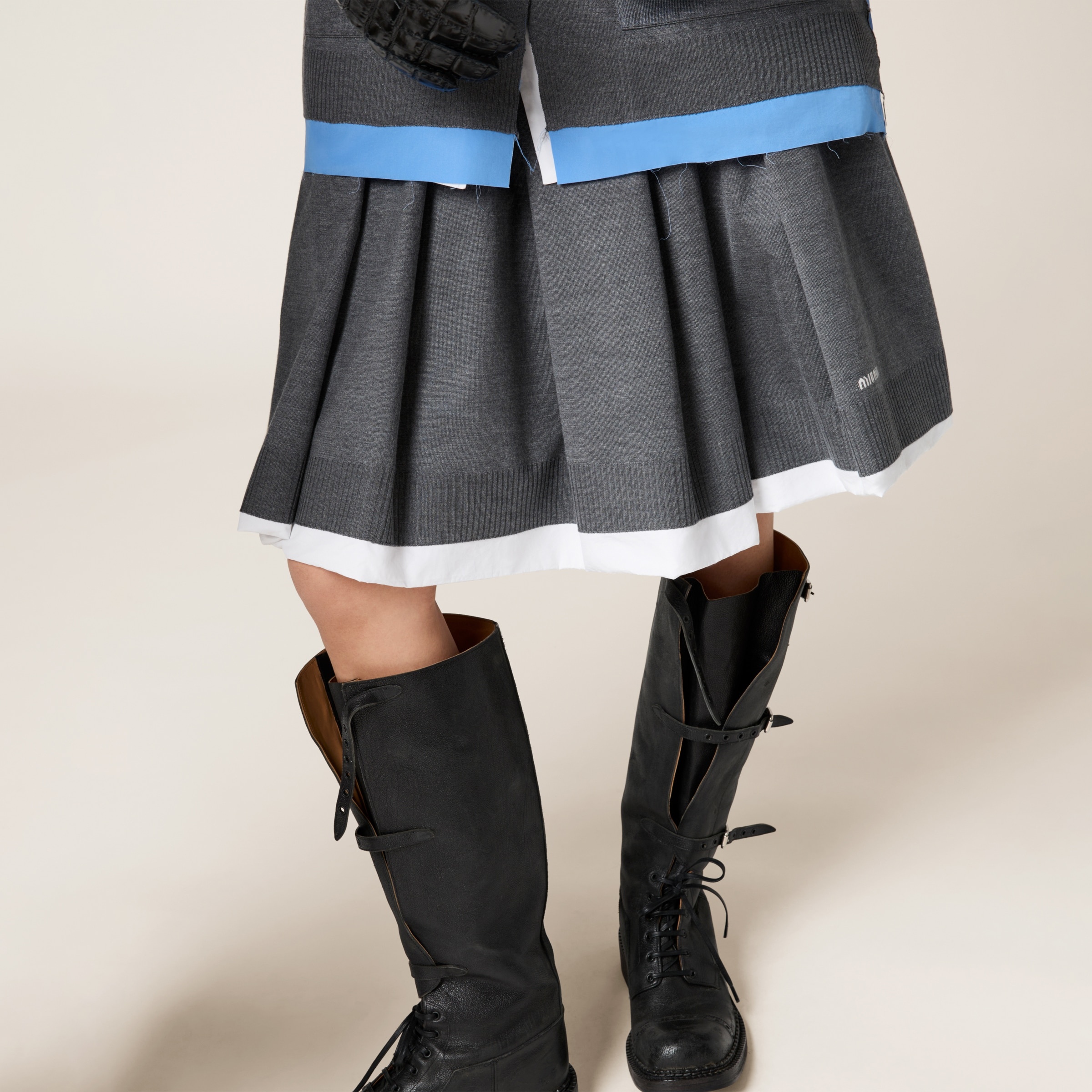 Knit and poplin skirt - 4