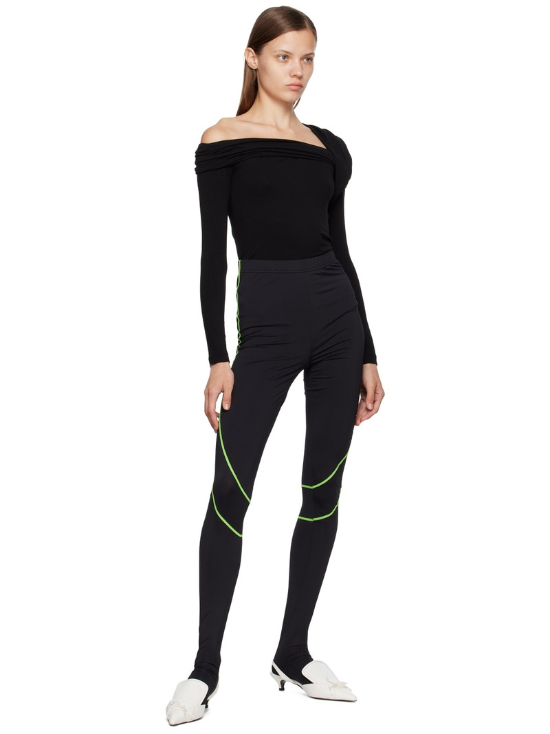 pushBUTTON Black Contrast Stitch Leggings outlook