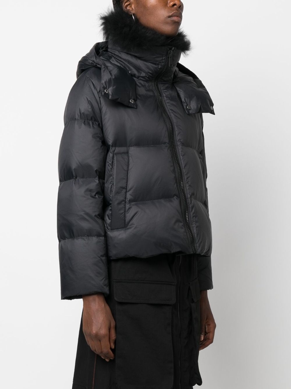detachable-hood zipped puffer jacket - 3