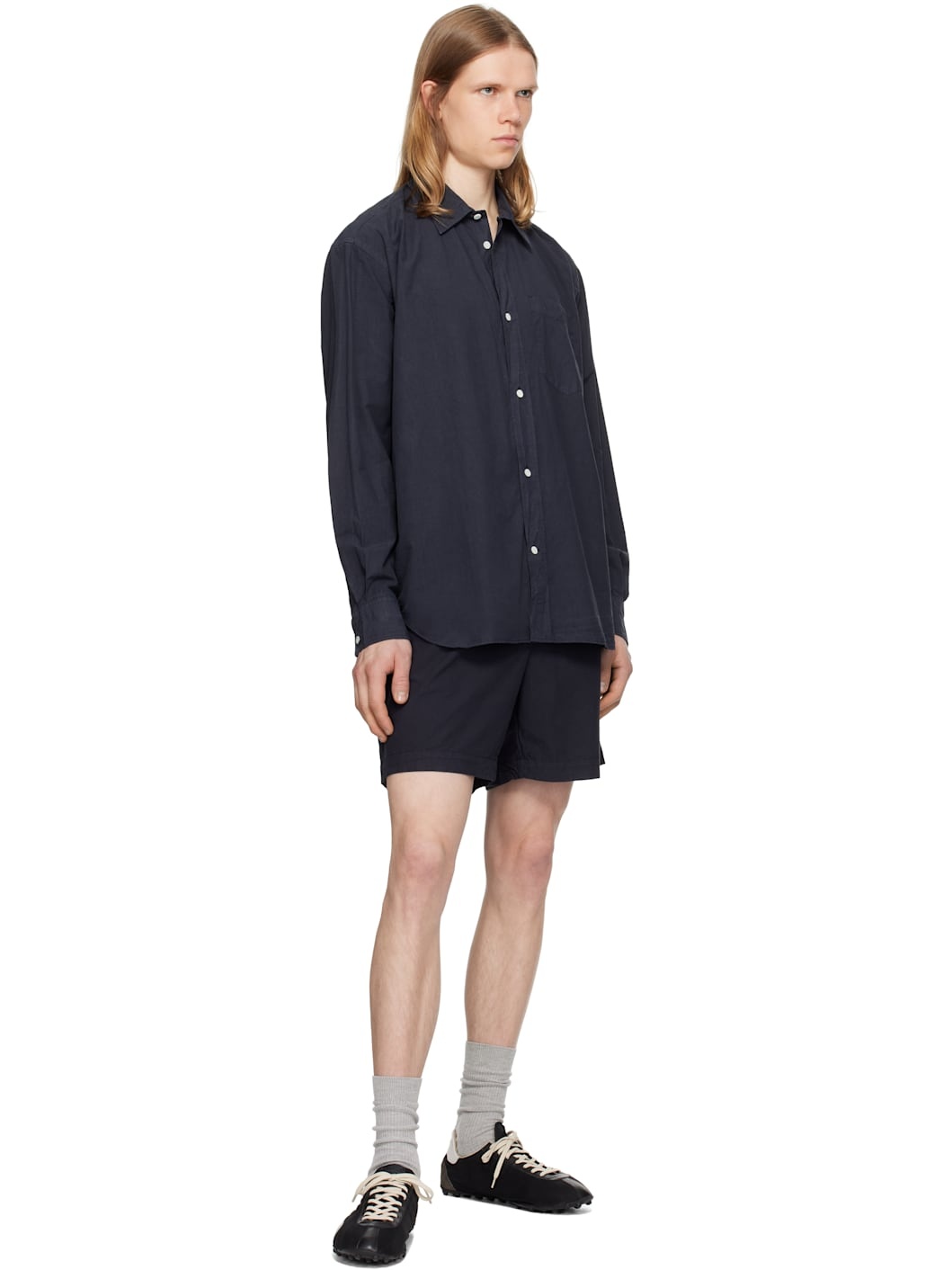 Navy Mo Cotton Tencel Shirt - 4