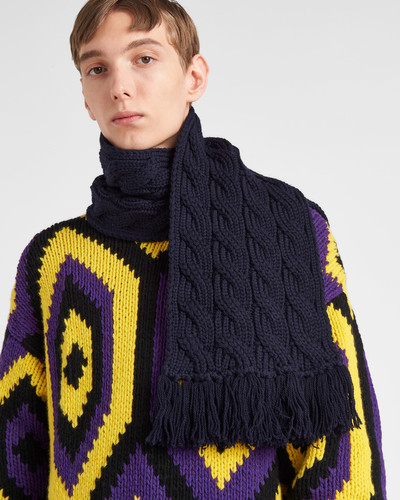 Prada Cable-knit wool scarf outlook