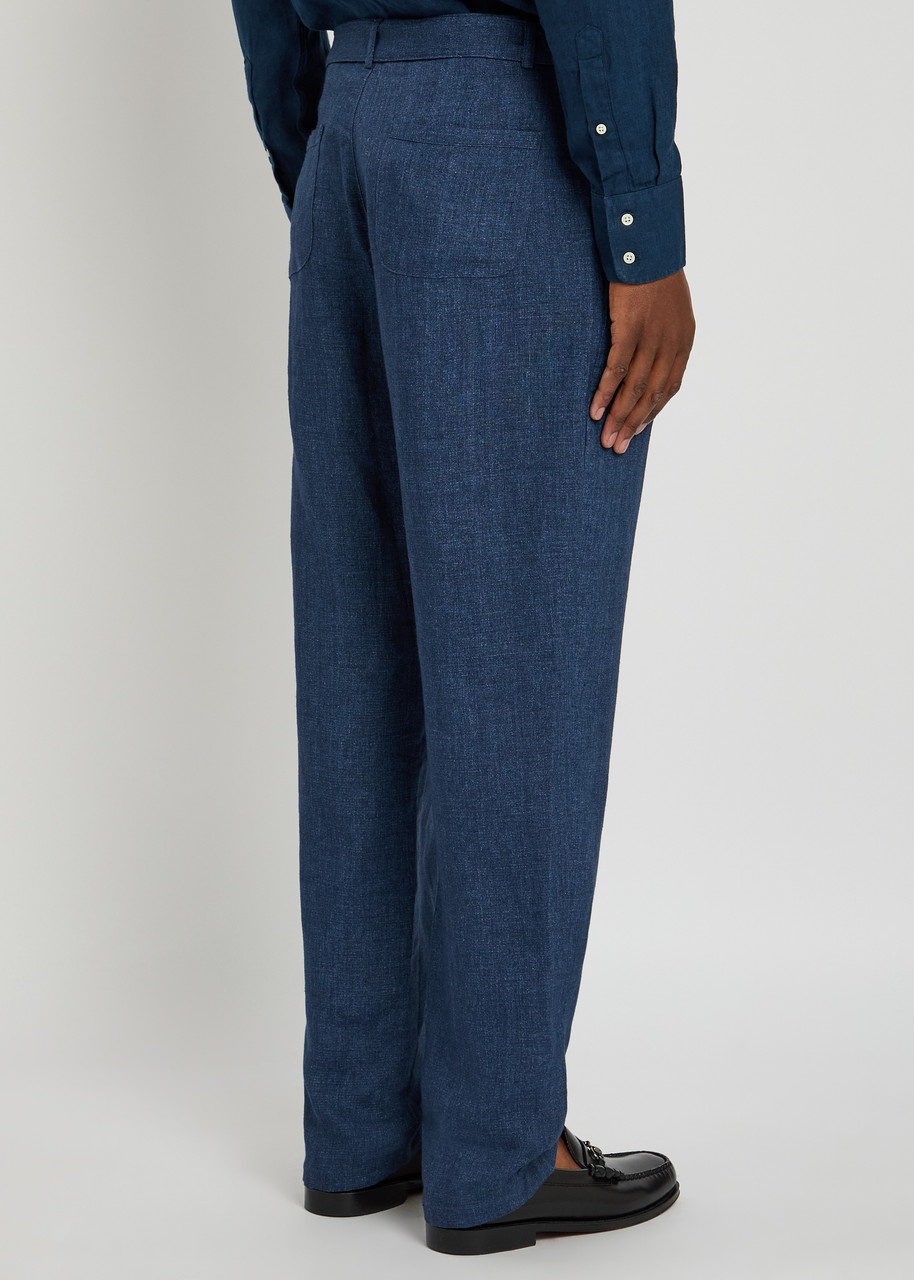 Oliver Spencer Belted Linen Trousers - 3