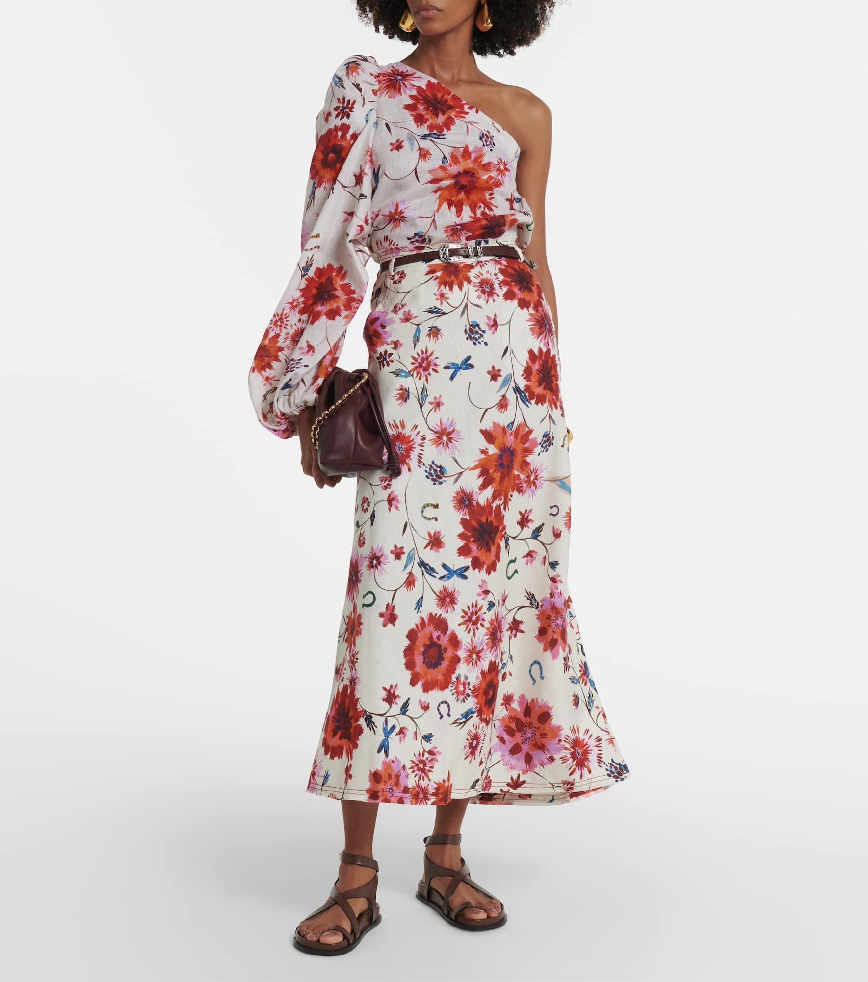 Floral Ease linen midi skirt - 2