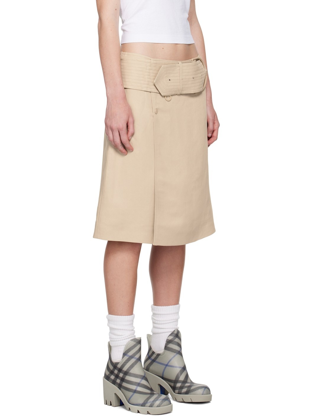 Beige Trench Midi Skirt - 2