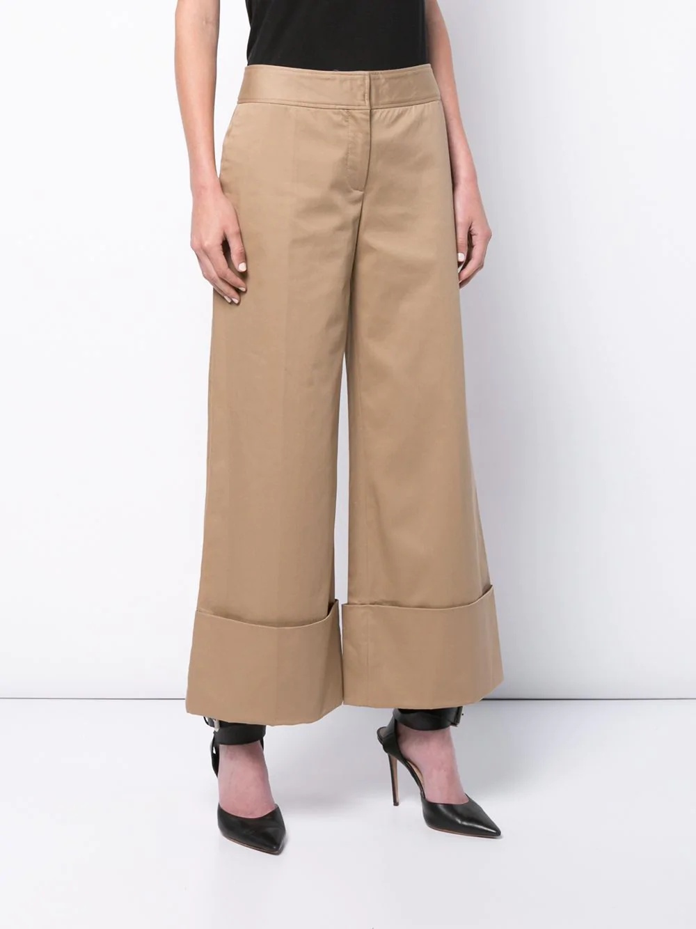 cotton gabardine wide-leg trousers - 3