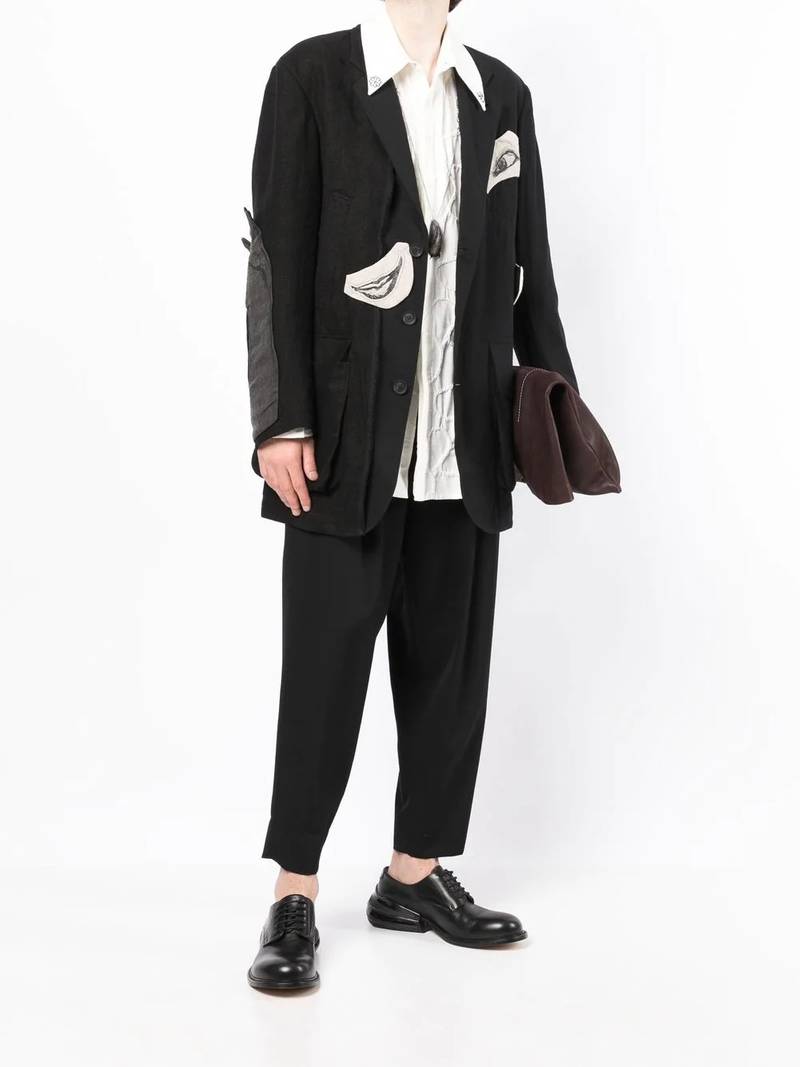 Yohji Yamamoto graphic-print cotton blazer outlook
