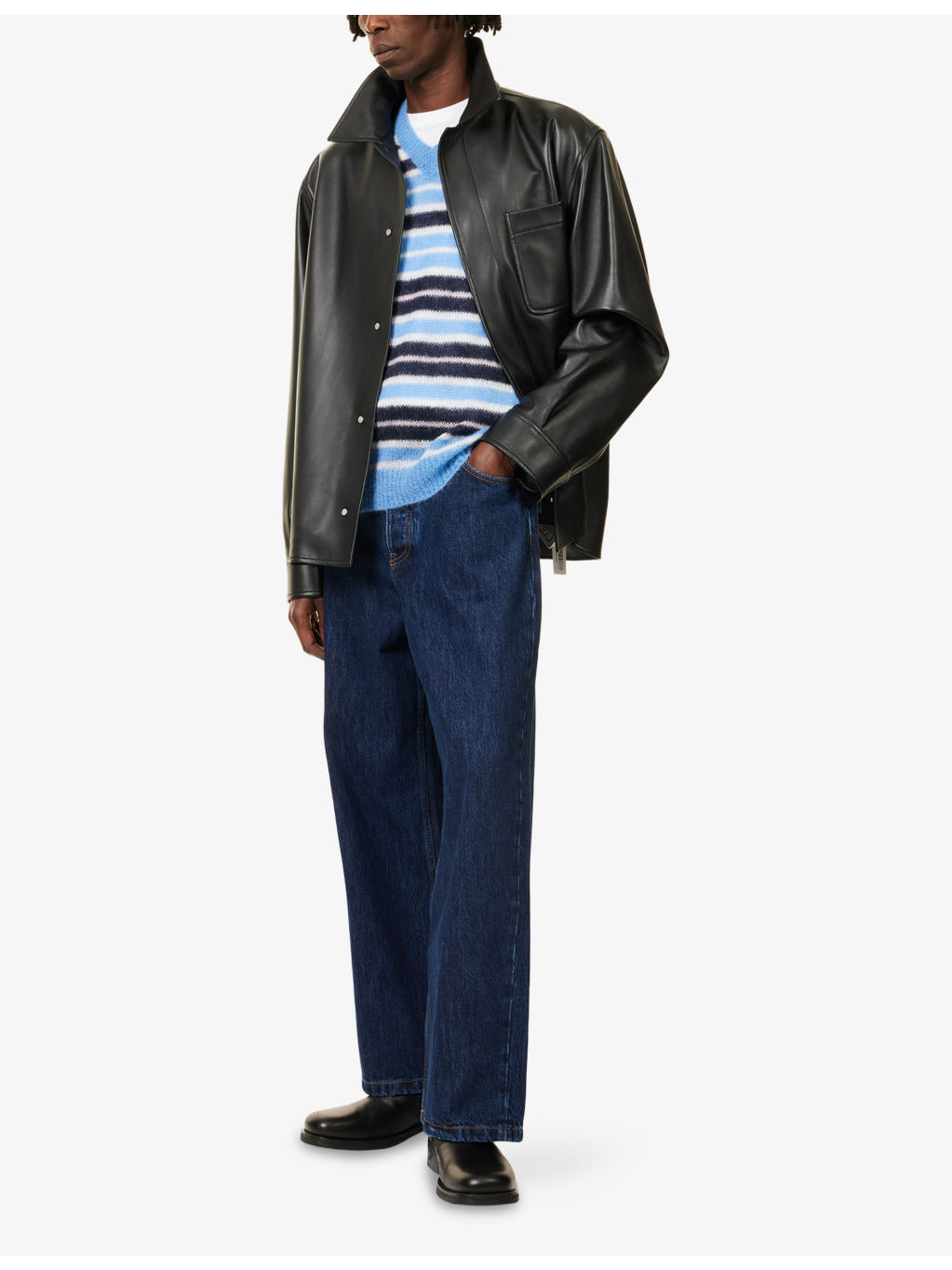 Relaxed-Fit Monogram Leather Overshirt - 2