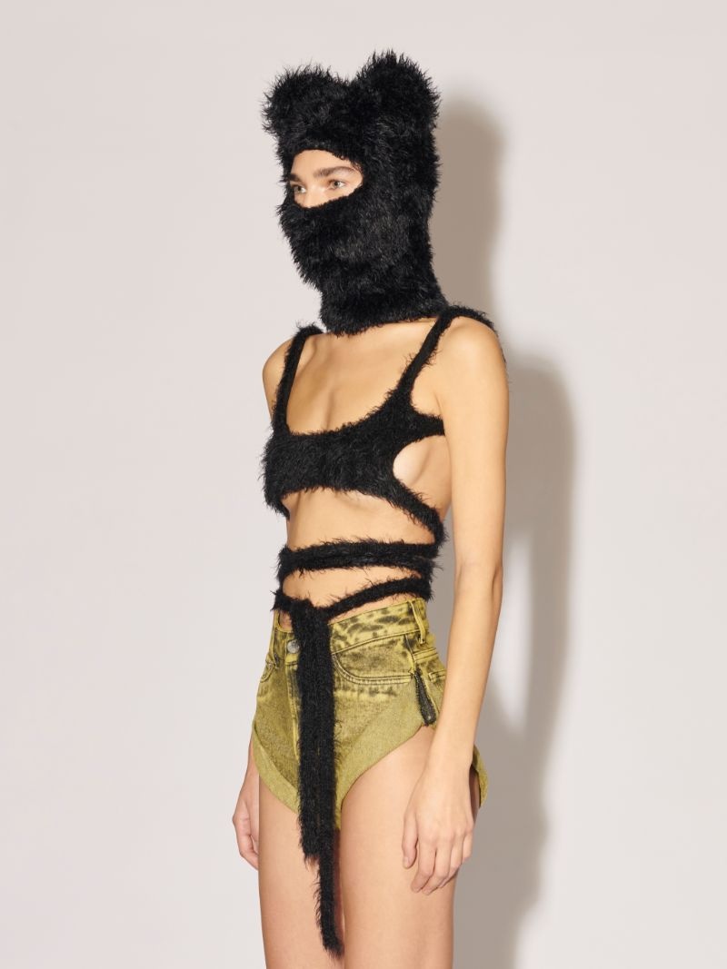 FUR BACKLESS STRING BRATOP - 5